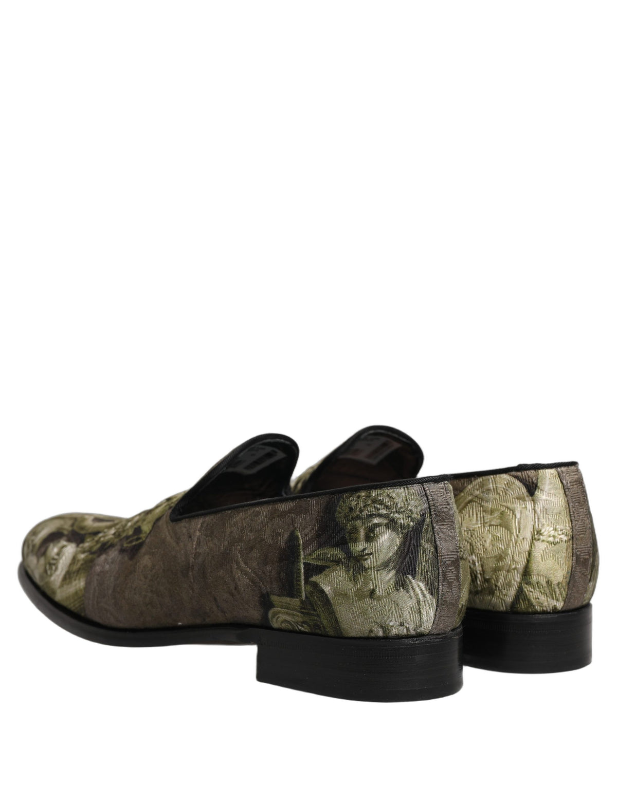 New Dolce & Gabbana Brown Baroque Print Slip On Loafers Shoes