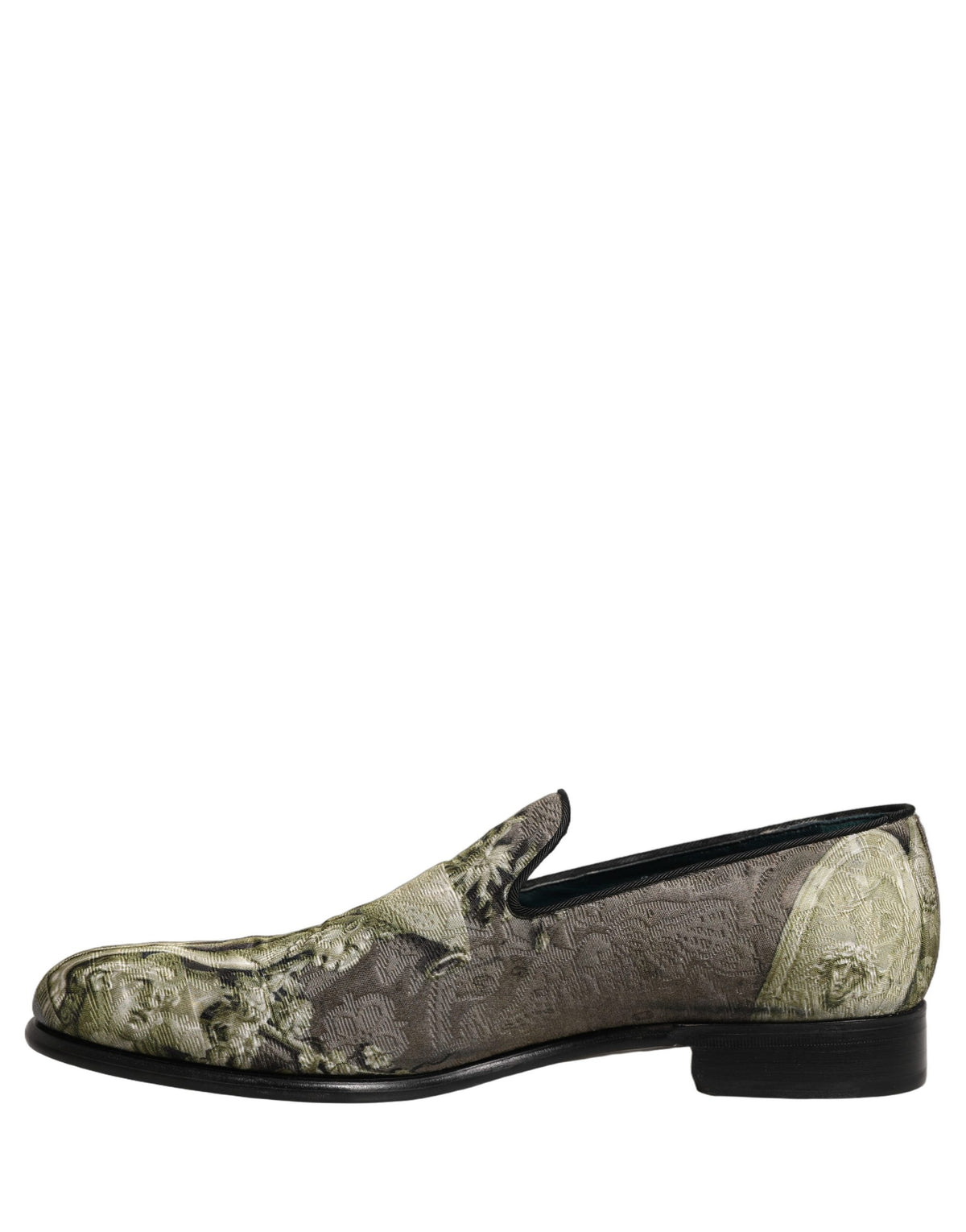 New Dolce & Gabbana Brown Baroque Print Slip On Loafers Shoes