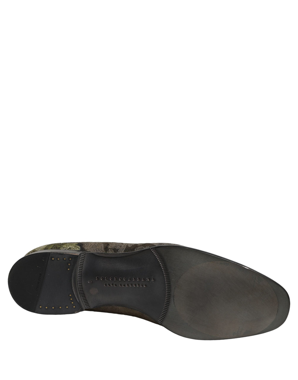 New Dolce & Gabbana Brown Baroque Print Slip On Loafers Shoes