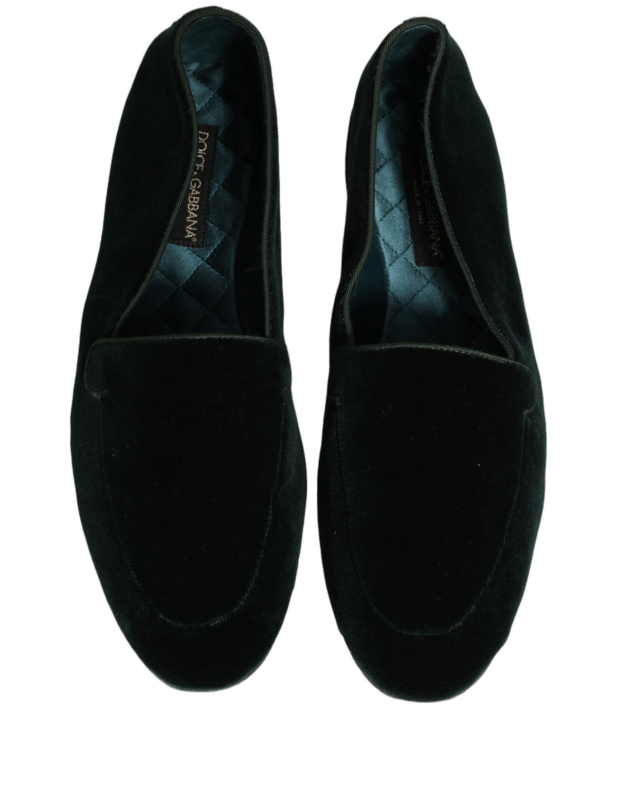 New Dolce & Gabbana Green Velvet Slip On Men Flats Loafers Shoes