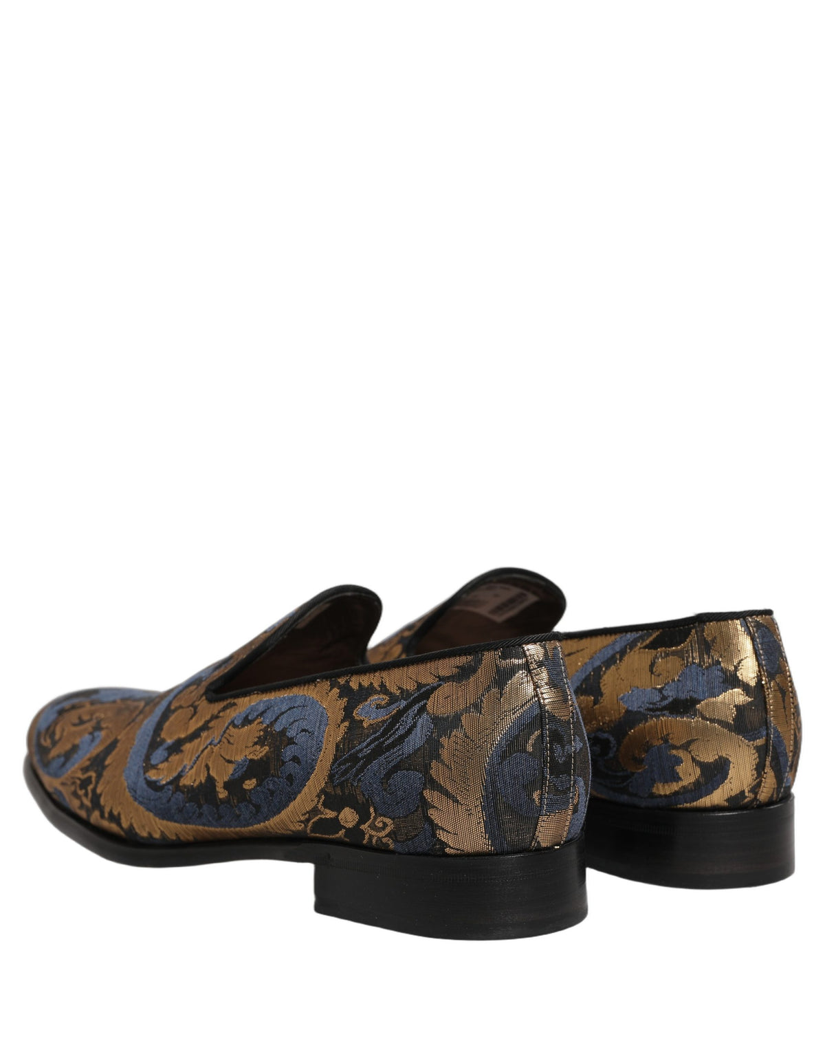 New Dolce & Gabbana Blue Brocade Slip On Men Dress Loafers Shoes