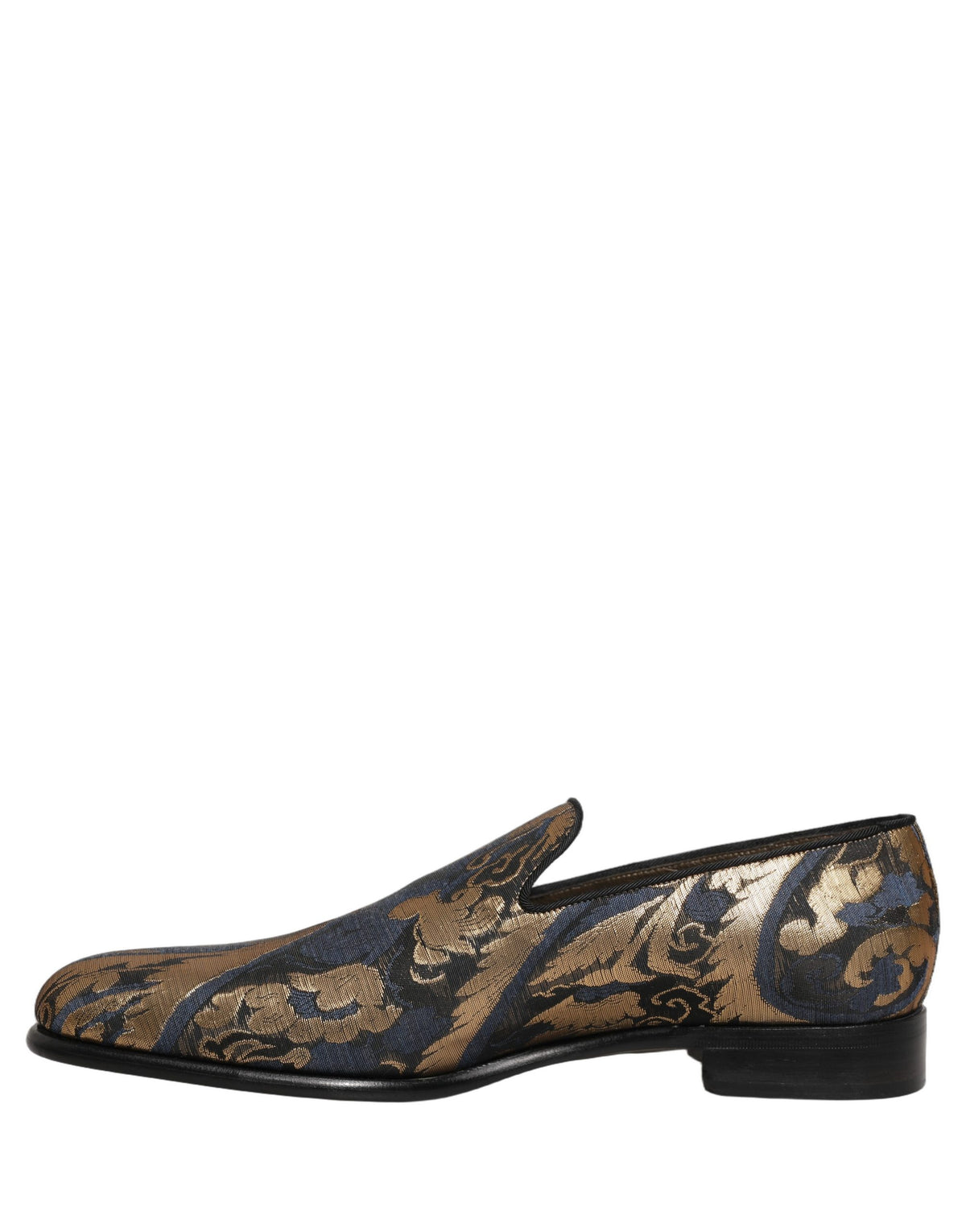 New Dolce & Gabbana Blue Brocade Slip On Men Dress Loafers Shoes