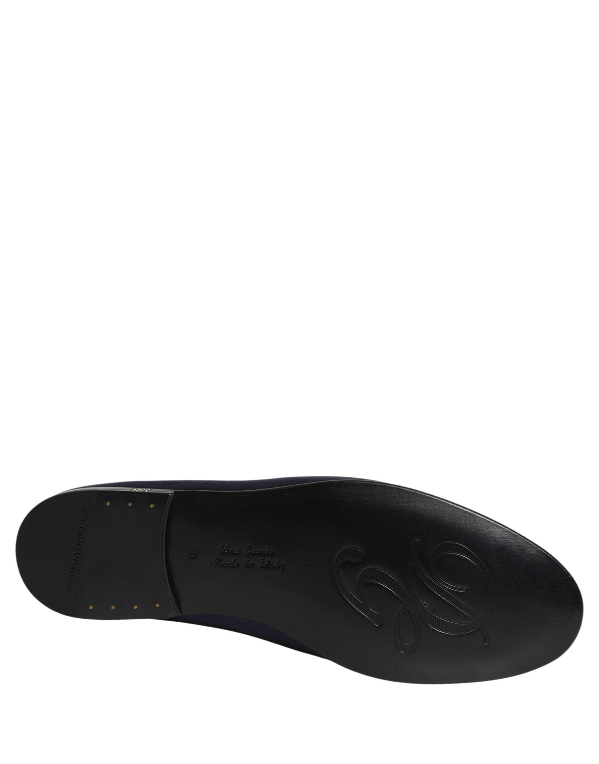 New Dolce & Gabbana Blue Satin Logo Slip On Flats Loafers Shoes