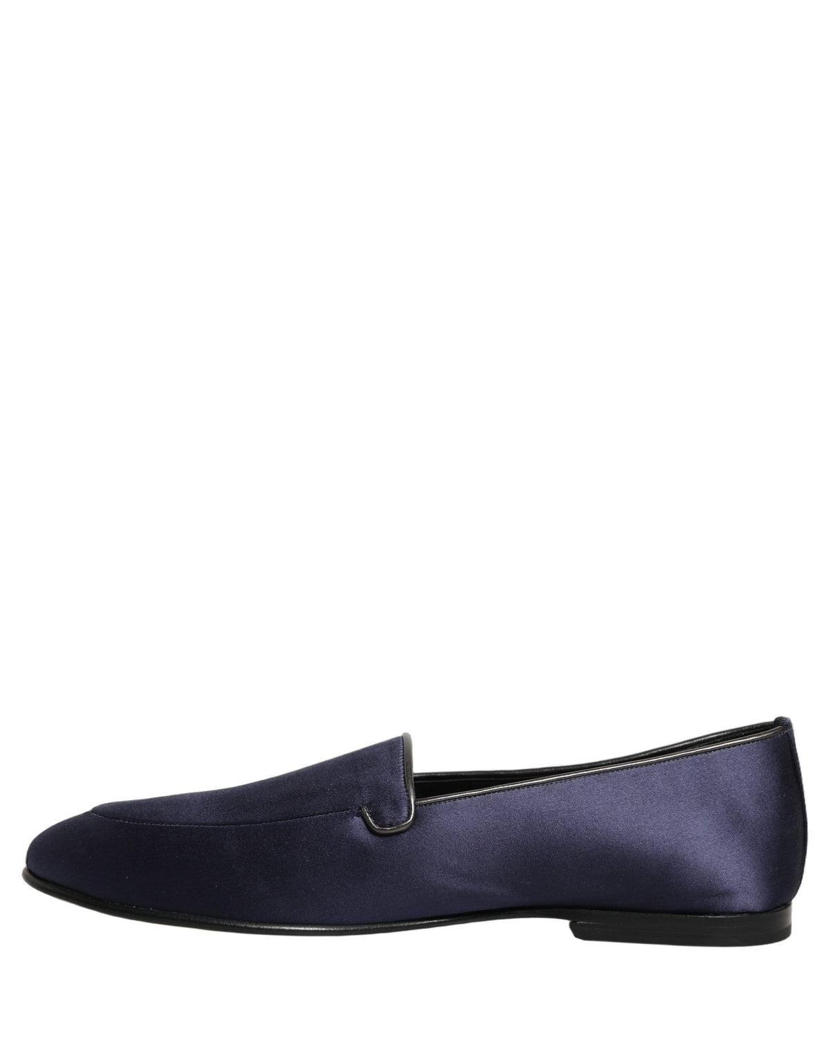 New Dolce & Gabbana Blue Satin Logo Slip On Flats Loafers Shoes