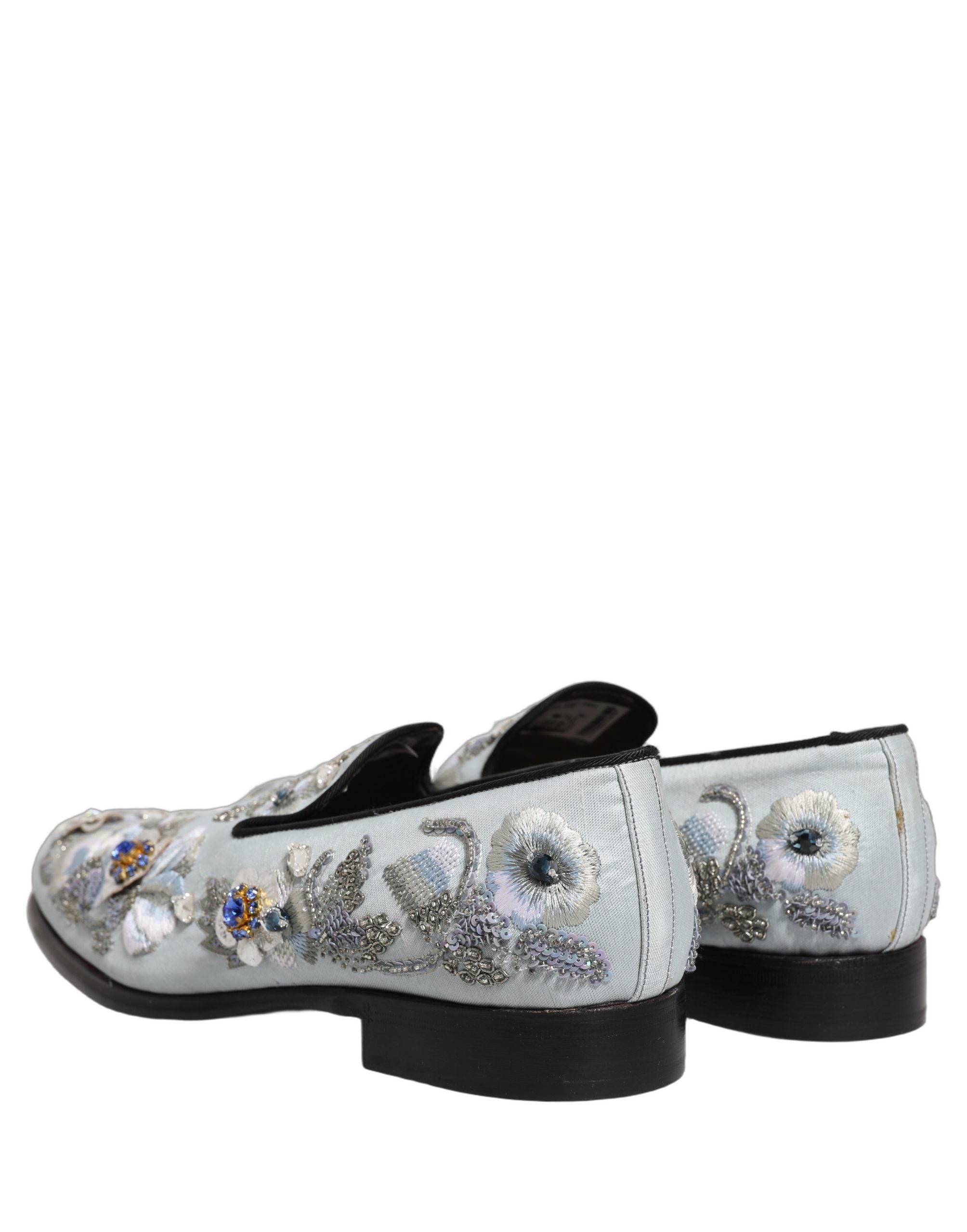 Dolce & Gabbana White Floral Embellished Men Loafers Shoes