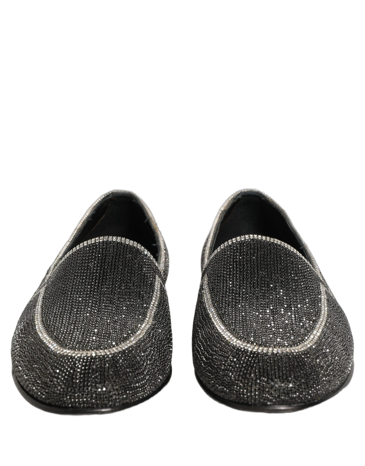 Dolce & Gabbana Black Crystal Embellished Men Loafers Shoes