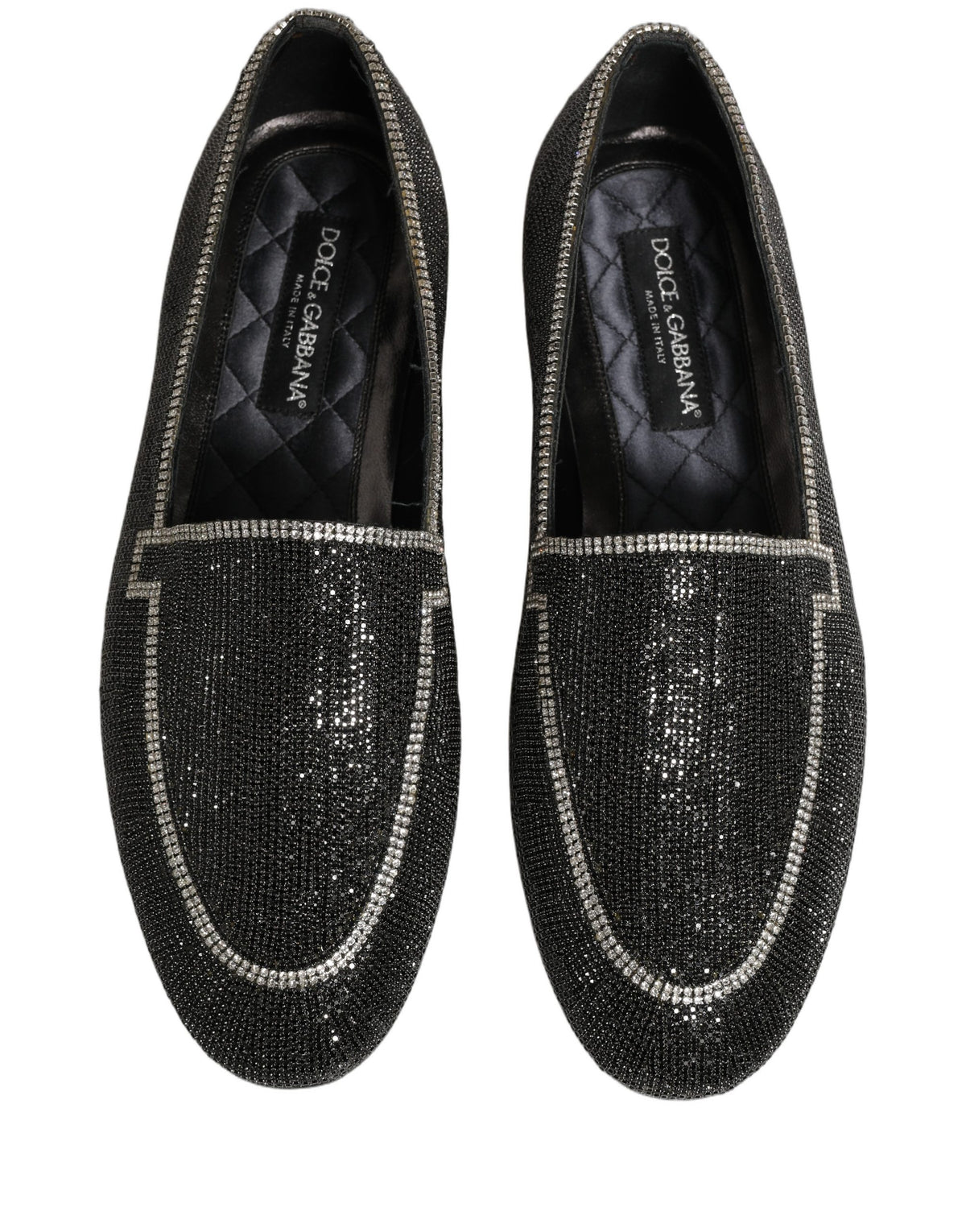 New Dolce & Gabbana Black Crystal Embellished Men Loafers Shoes