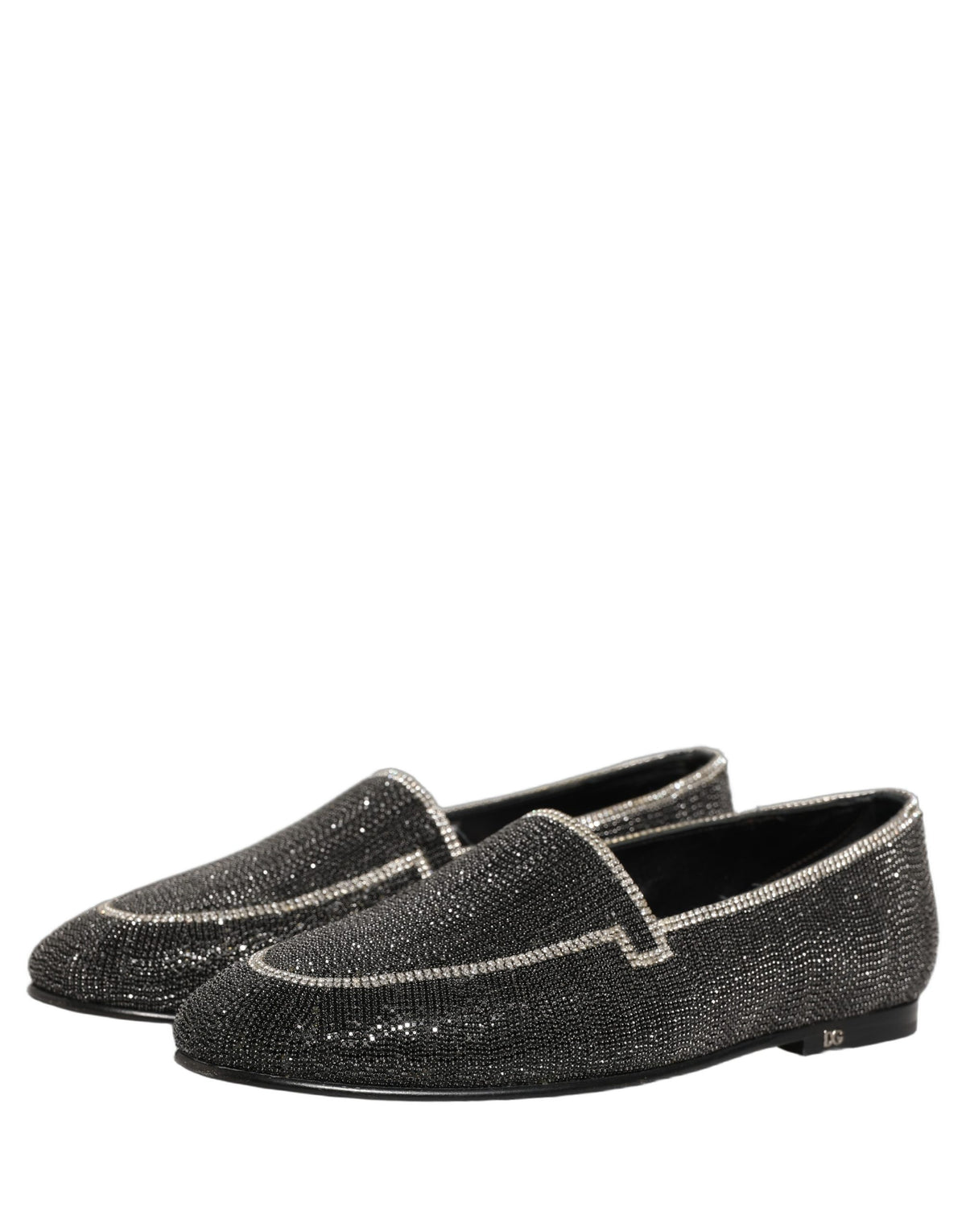 New Dolce & Gabbana Black Crystal Embellished Men Loafers Shoes