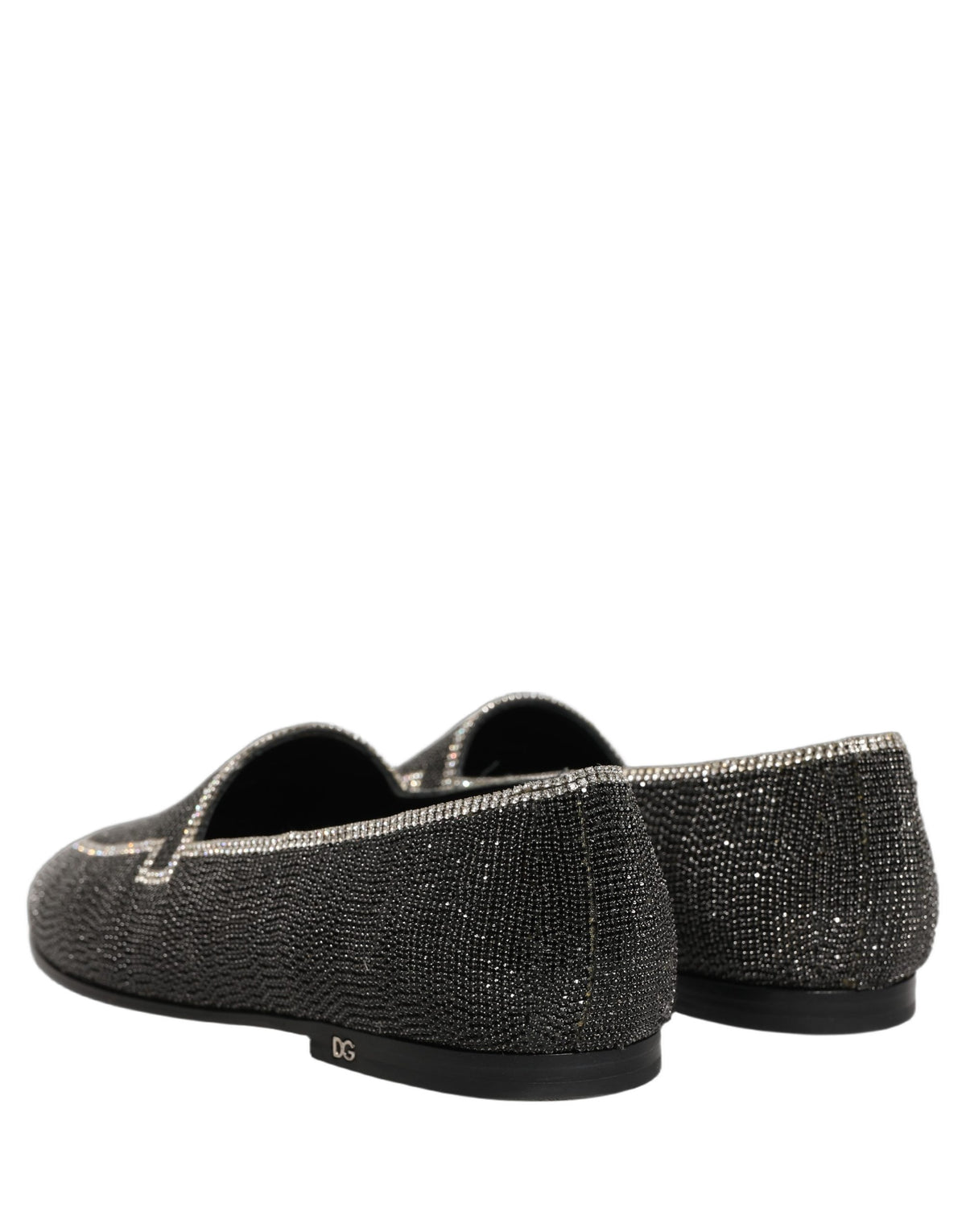 New Dolce & Gabbana Black Crystal Embellished Men Loafers Shoes