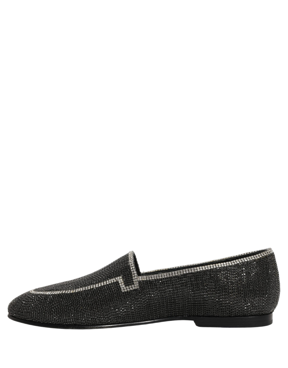 New Dolce & Gabbana Black Crystal Embellished Men Loafers Shoes