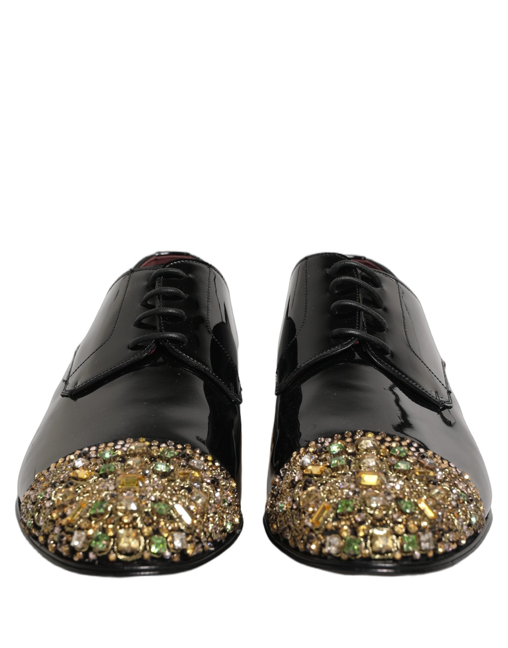 Dolce & Gabbana Black Embellished Men Derby Dress Formal Shoes