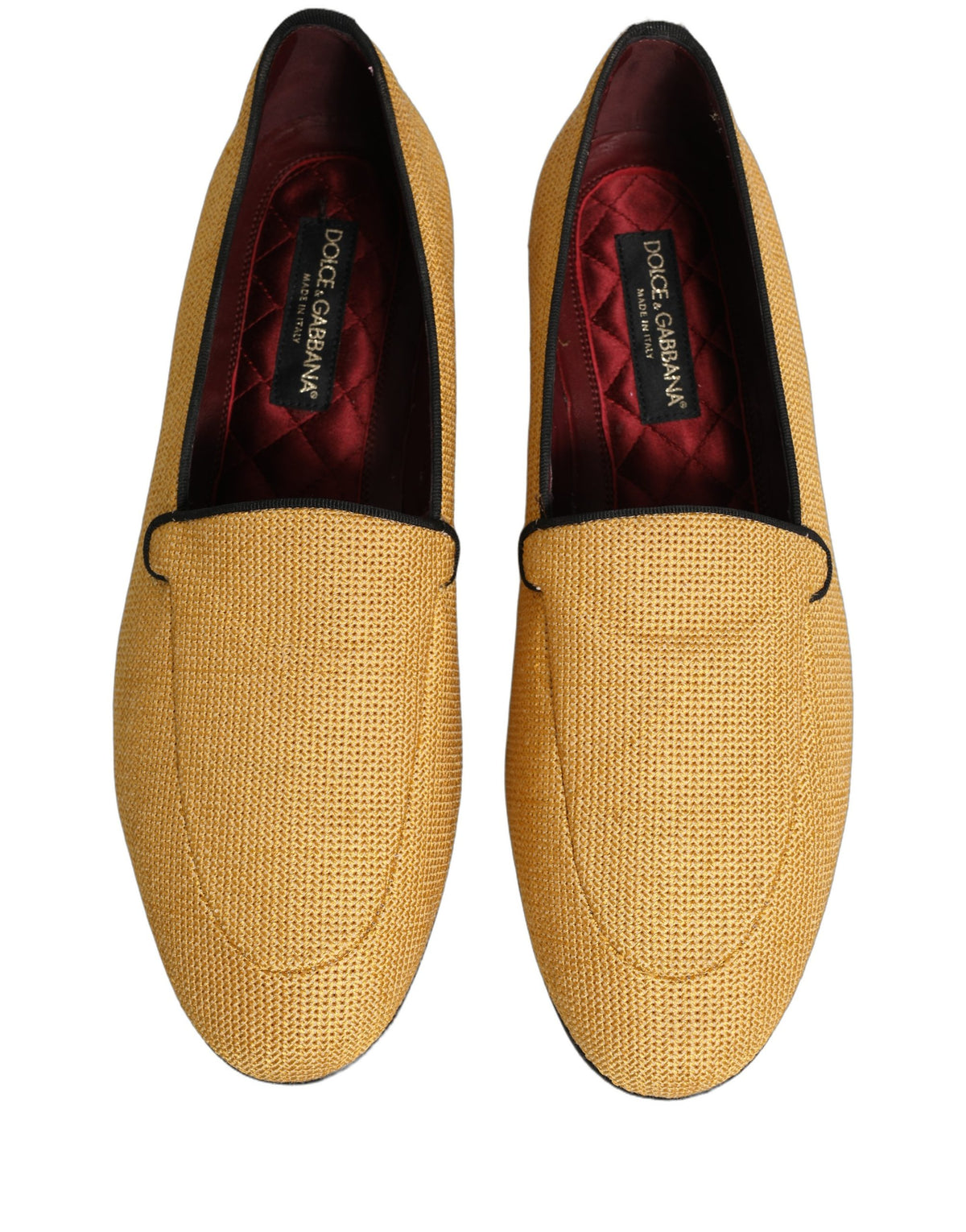 New Dolce & Gabbana Yellow Woven Men Slip On Dress Loafers Shoes
