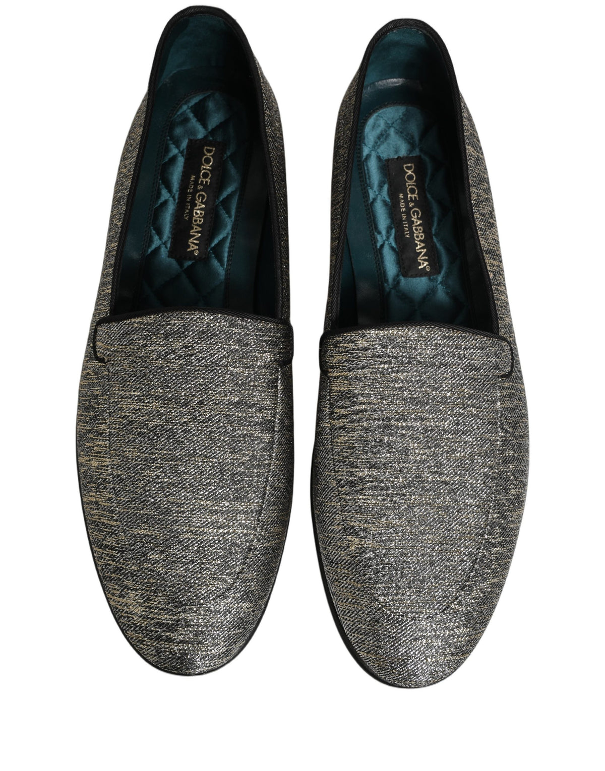 New Dolce & Gabbana Gray Lurex Glitter Men Dress Loafers Shoes