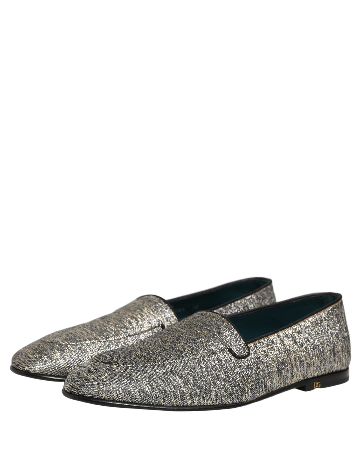 New Dolce & Gabbana Gray Lurex Glitter Men Dress Loafers Shoes