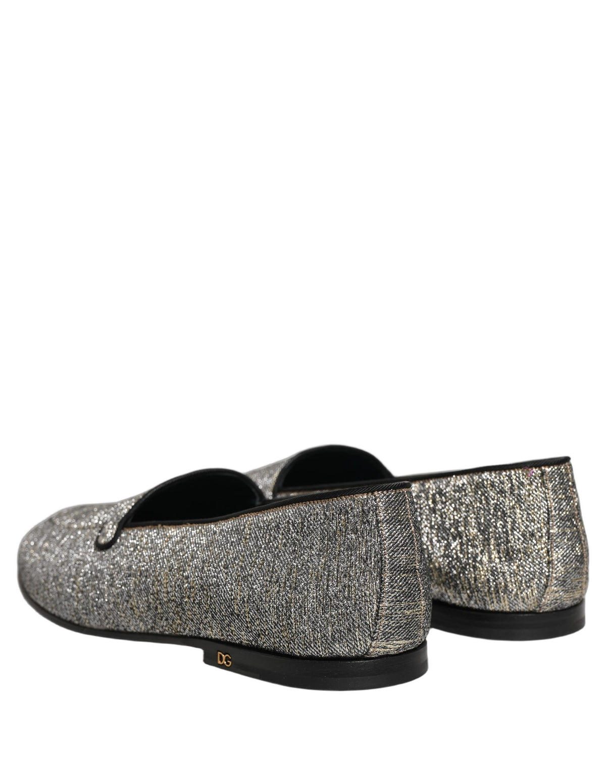 New Dolce & Gabbana Gray Lurex Glitter Men Dress Loafers Shoes