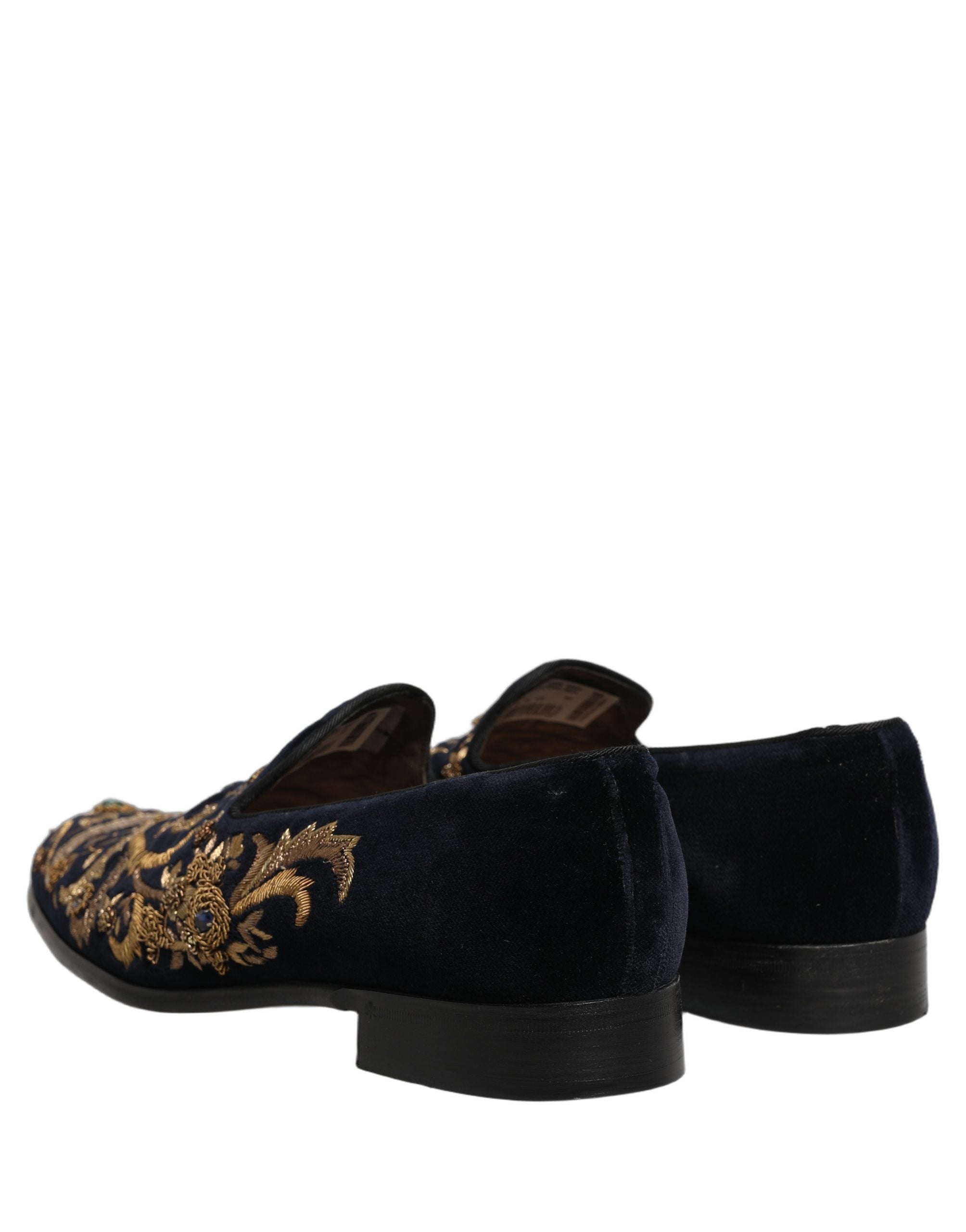 Pre-Owned Dolce & Gabbana Black Velvet Embellished Dress Loafers Shoes