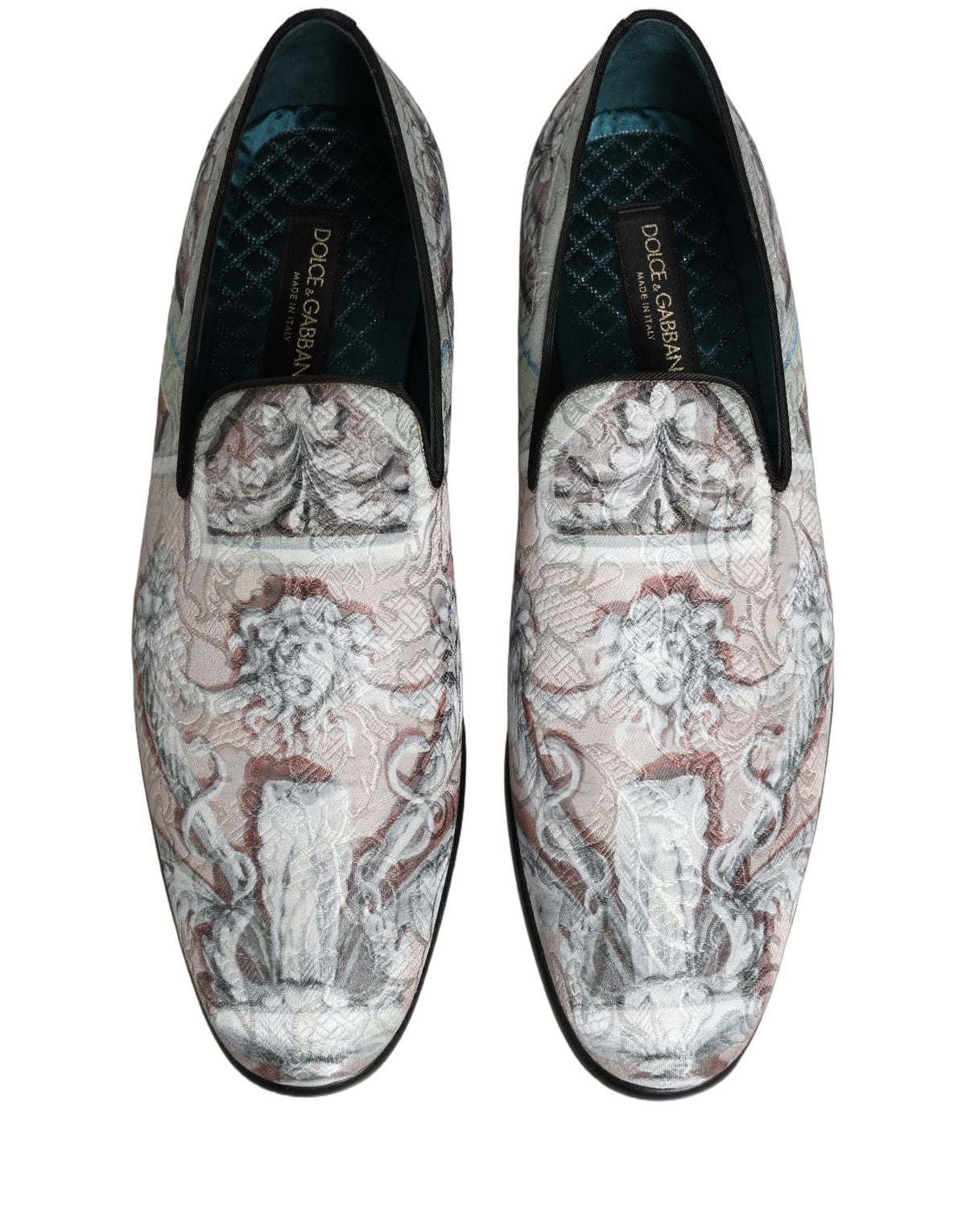 New Dolce & Gabbana Velvet Baroque Dress Loafers Shoes