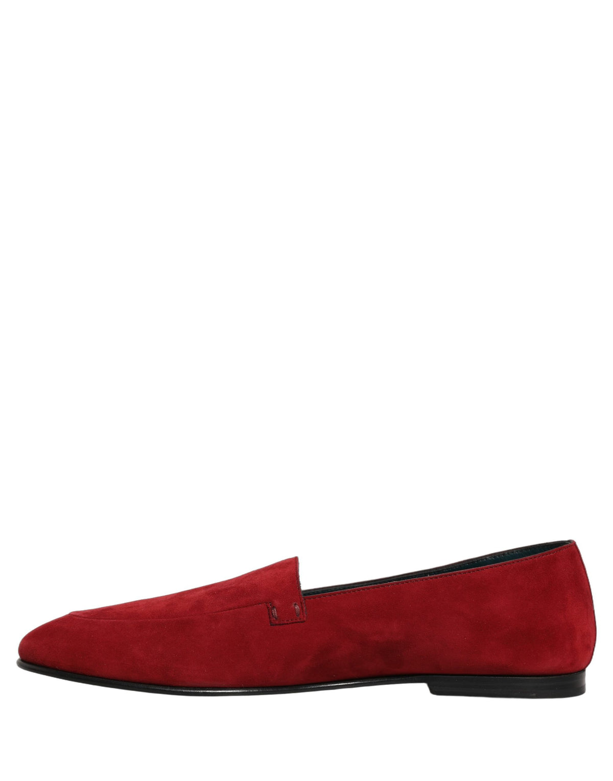 New Dolce & Gabbana Red Suede Logo Slip On Flats Loafers Shoes