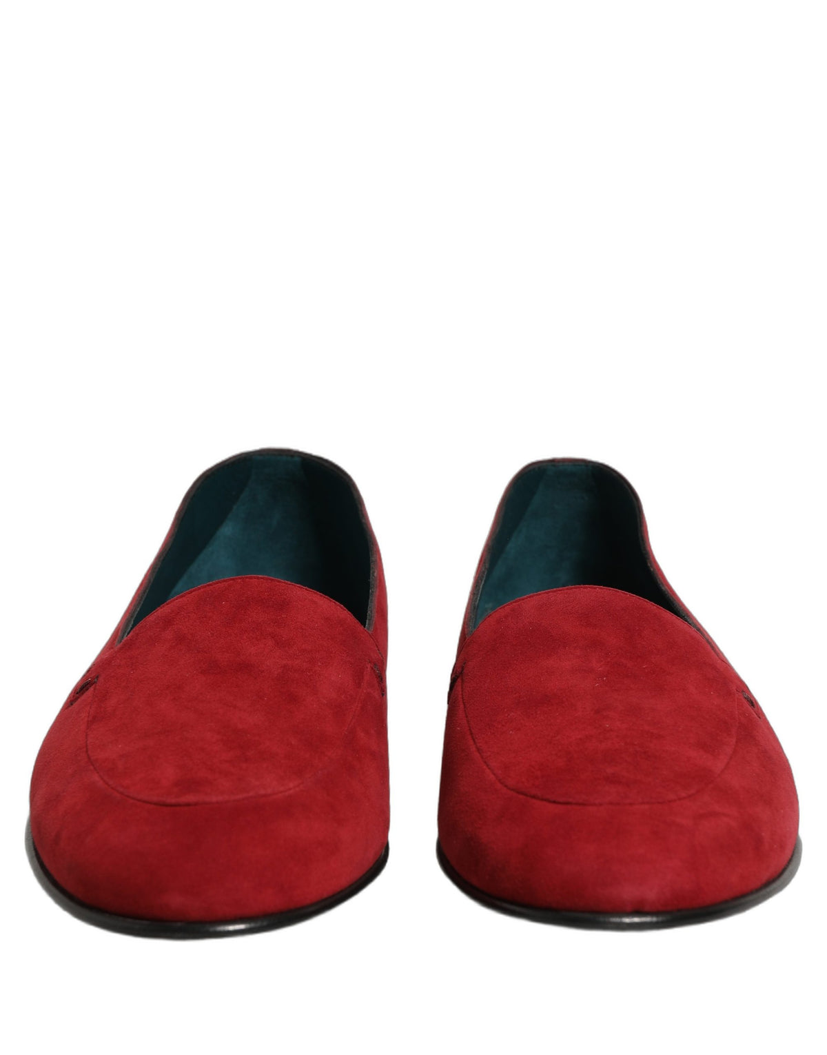 New Dolce & Gabbana Red Suede Logo Slip On Flats Loafers Shoes