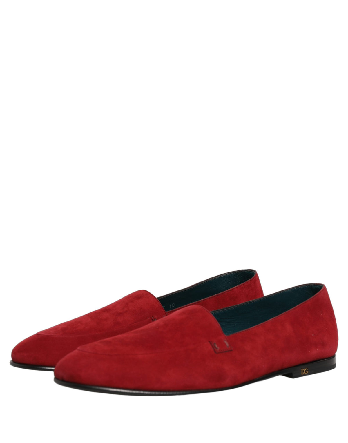 New Dolce & Gabbana Red Suede Logo Slip On Flats Loafers Shoes