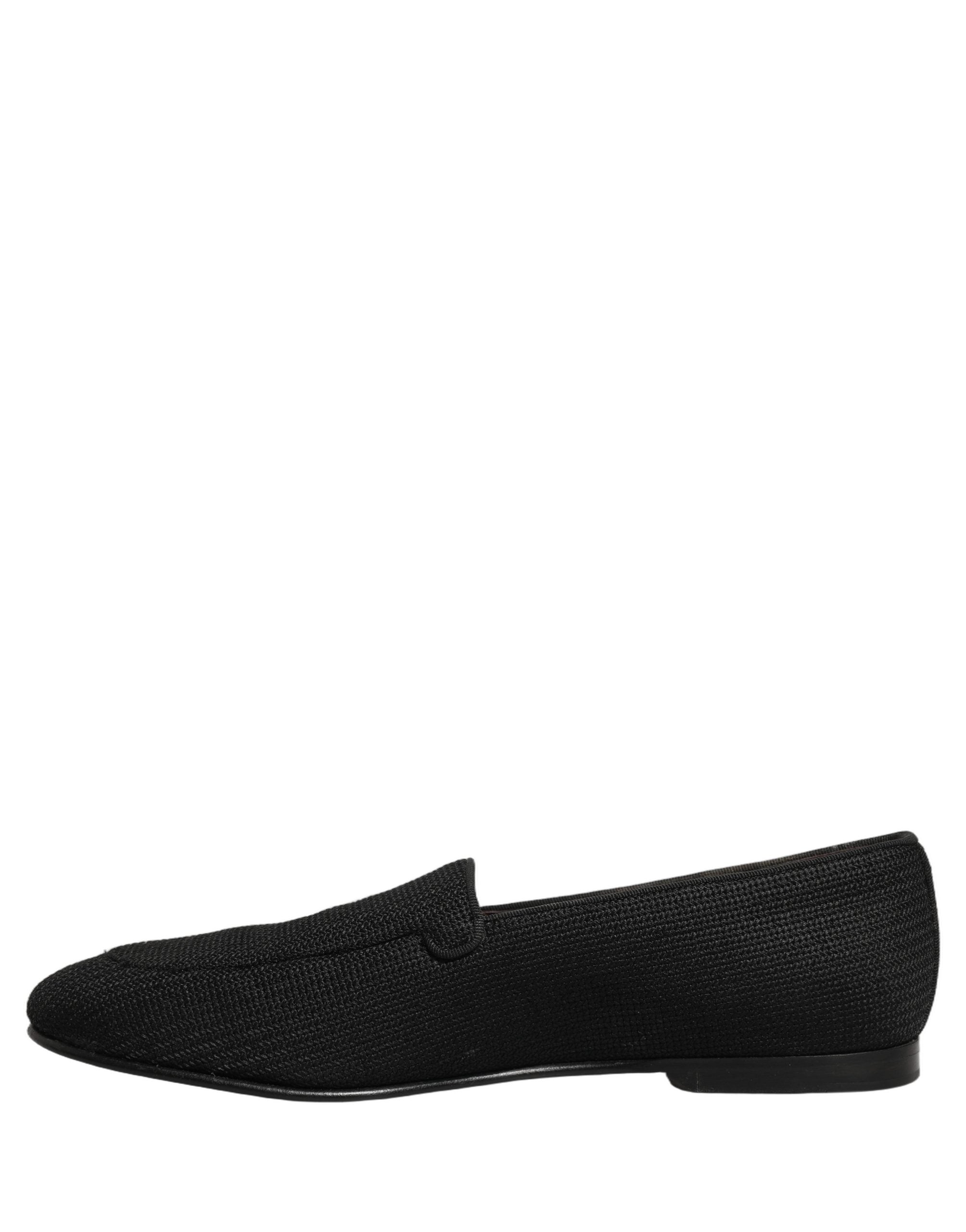 Dolce & Gabbana Black Woven Men Slip On Dress Loafers Shoes