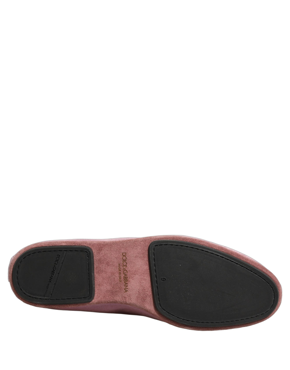 New Dolce & Gabbana Pink Velvet Slip On Men Flats Loafers Shoes