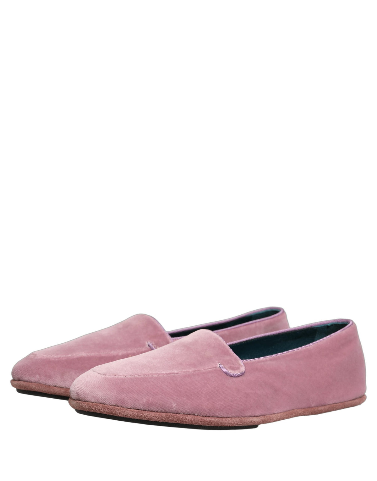 New Dolce & Gabbana Pink Velvet Slip On Men Flats Loafers Shoes