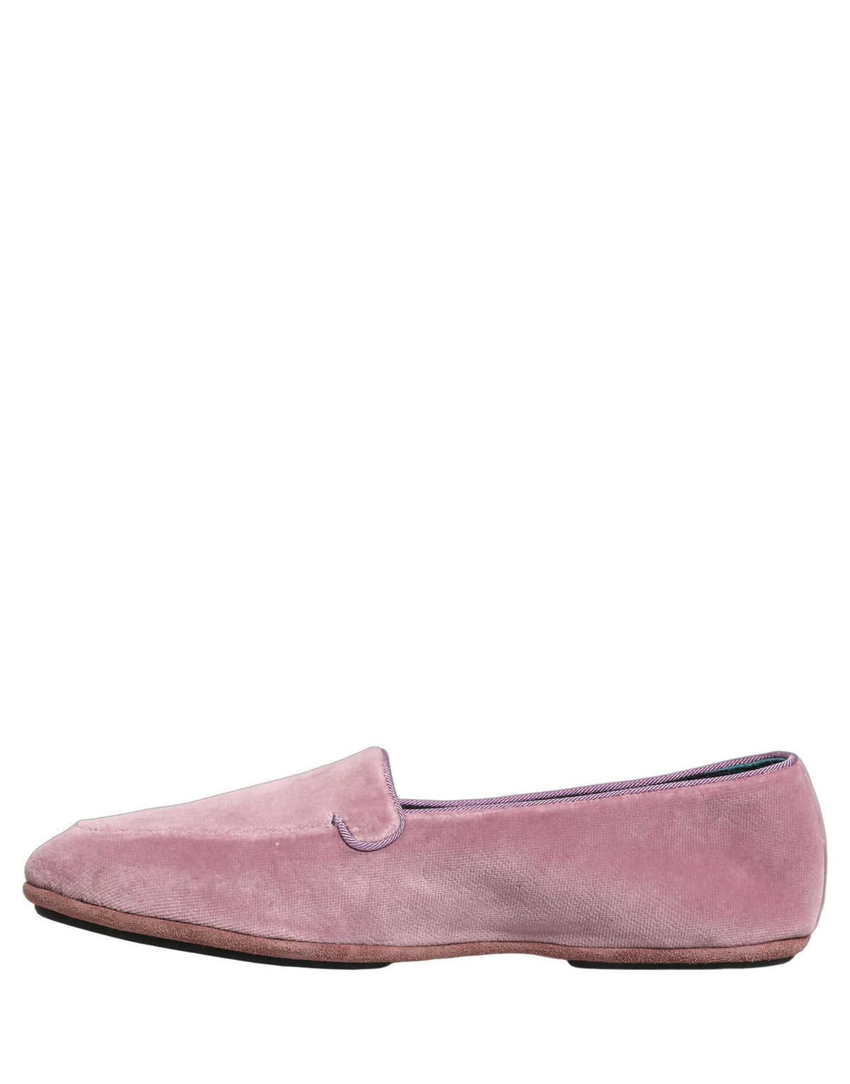 New Dolce & Gabbana Pink Velvet Slip On Men Flats Loafers Shoes