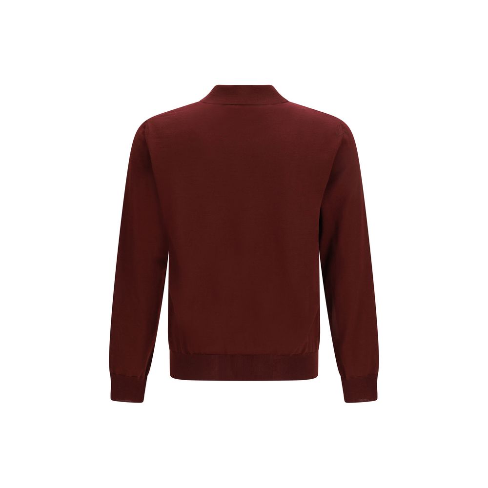 Valentino Garavani Bordeaux Wool Polo Shirt