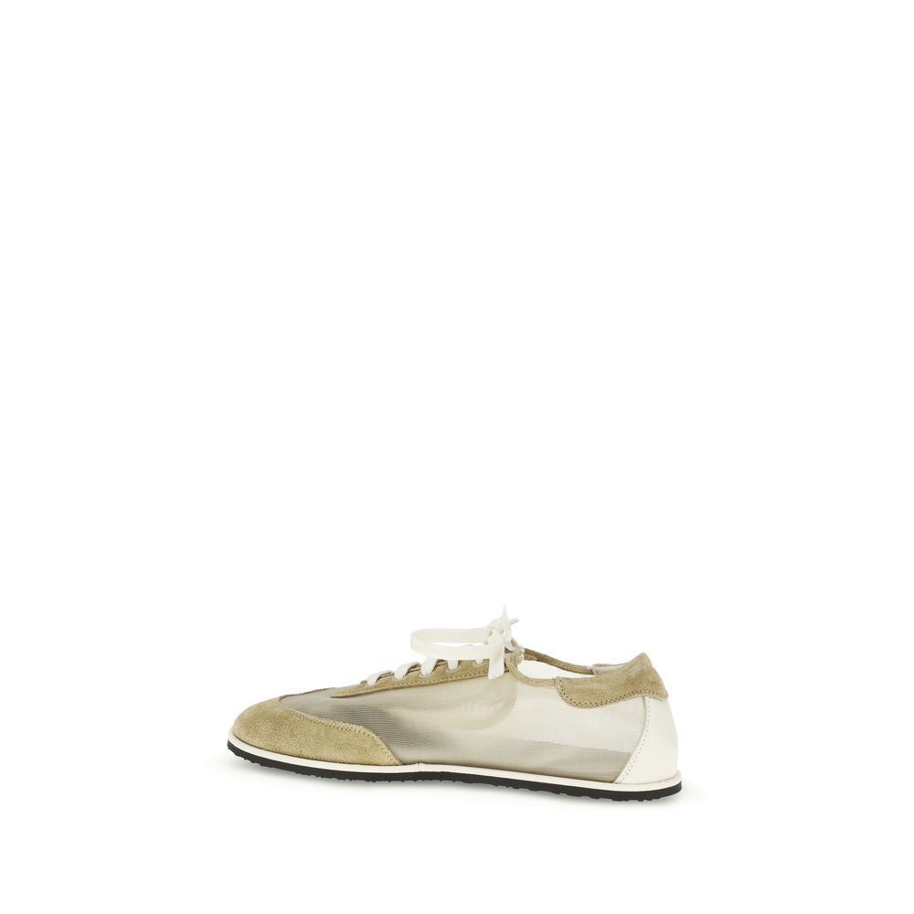Dear Frances Beige Leather Low Top Sneakers
