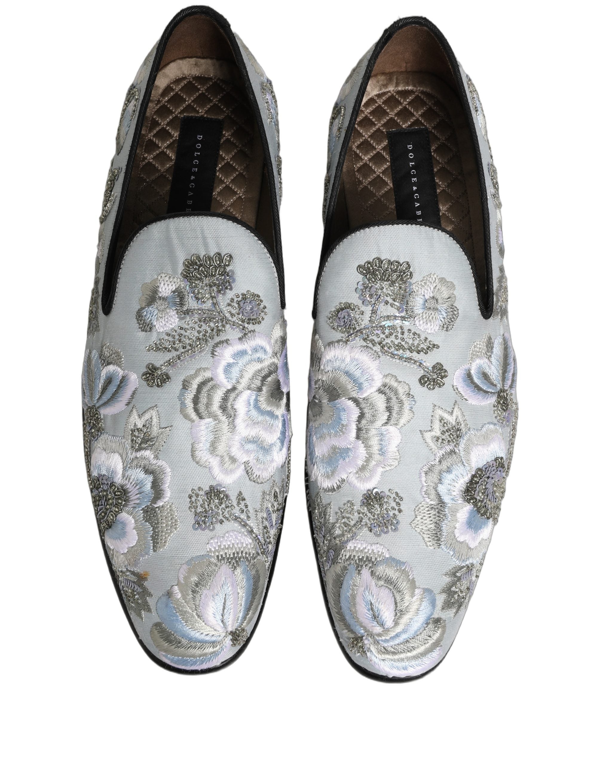Pre-Owned Dolce & Gabbana White Floral Embellished Men Loafers Shoes