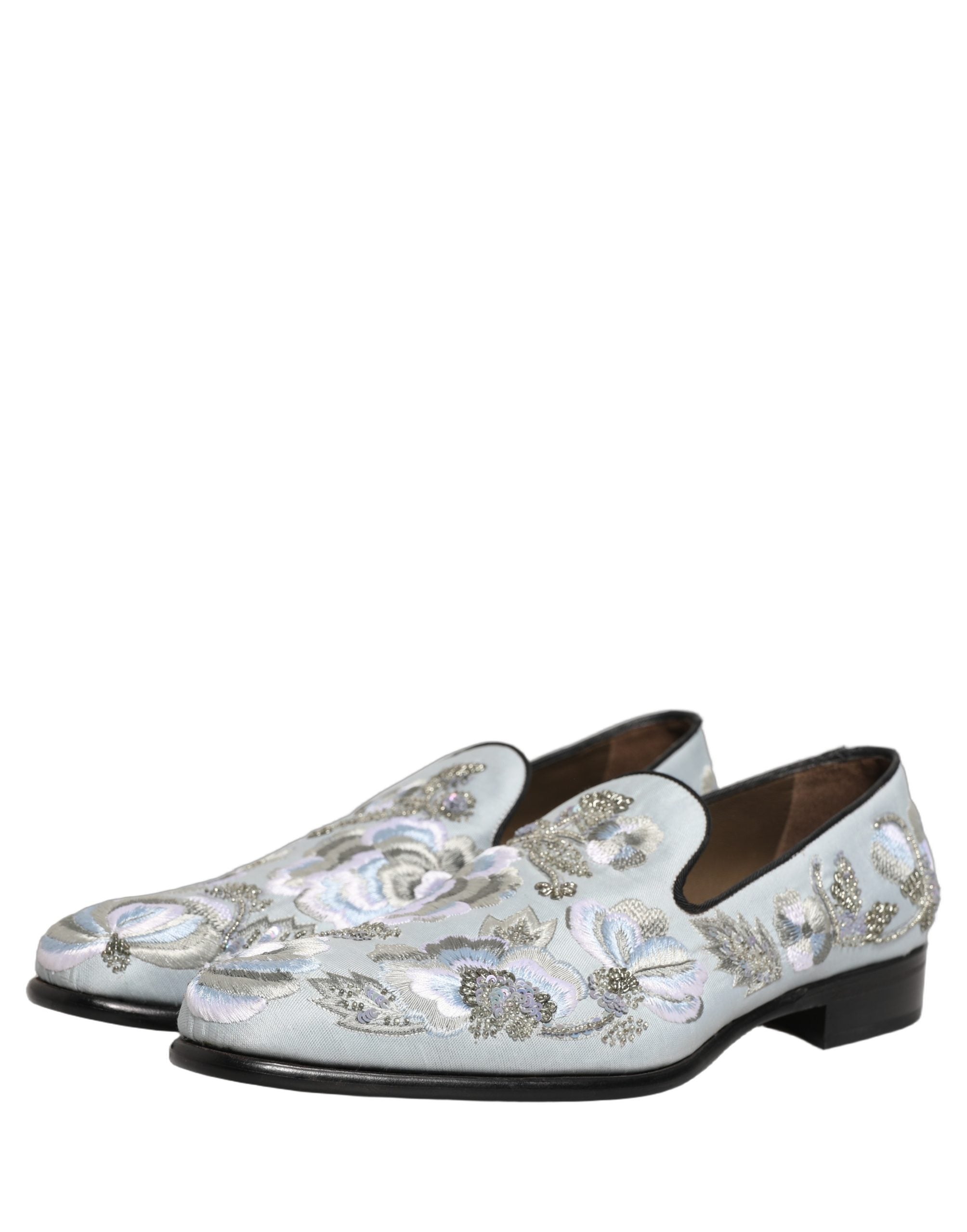 Pre-Owned Dolce & Gabbana White Floral Embellished Men Loafers Shoes