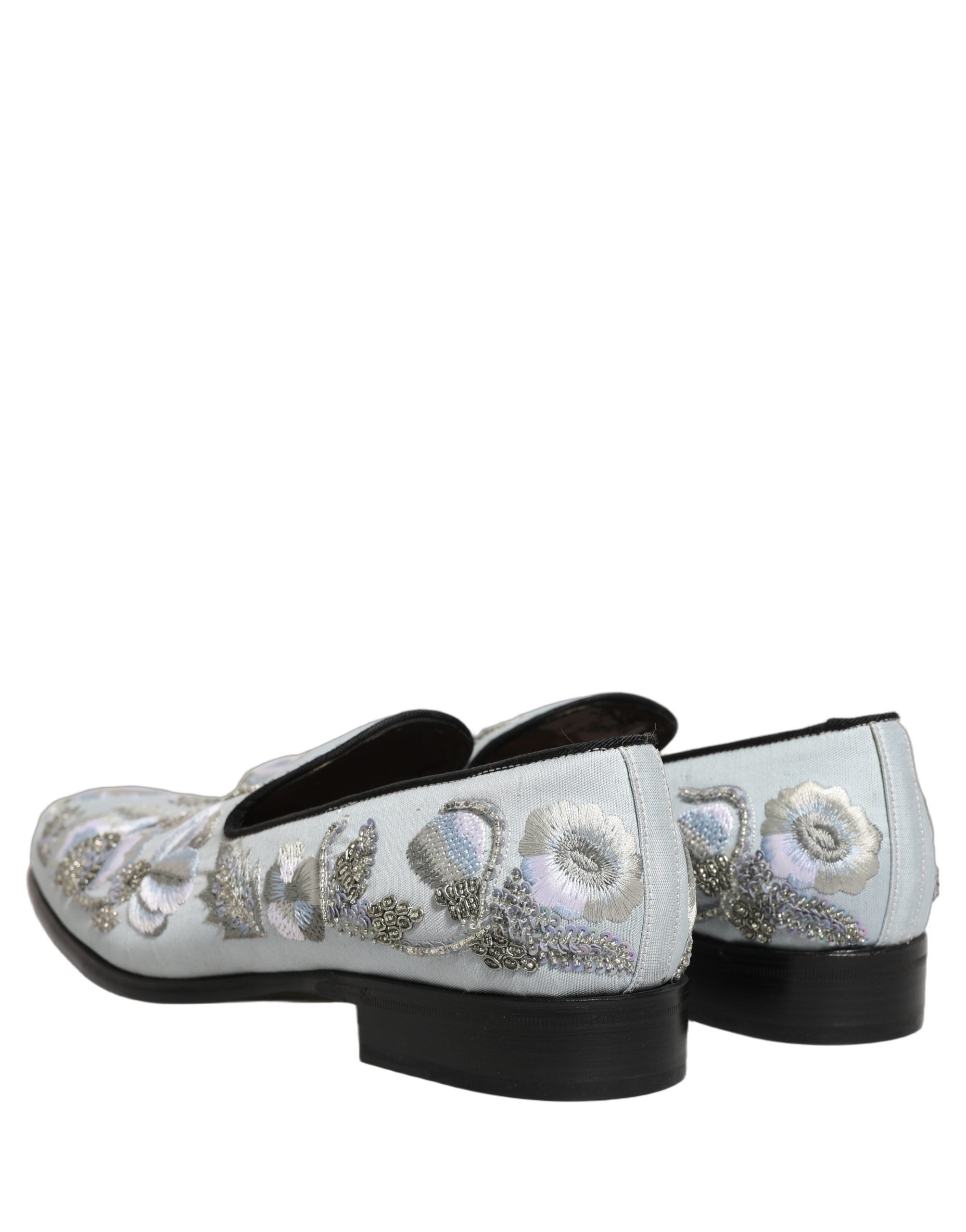 Pre-Owned Dolce & Gabbana White Floral Embellished Men Loafers Shoes