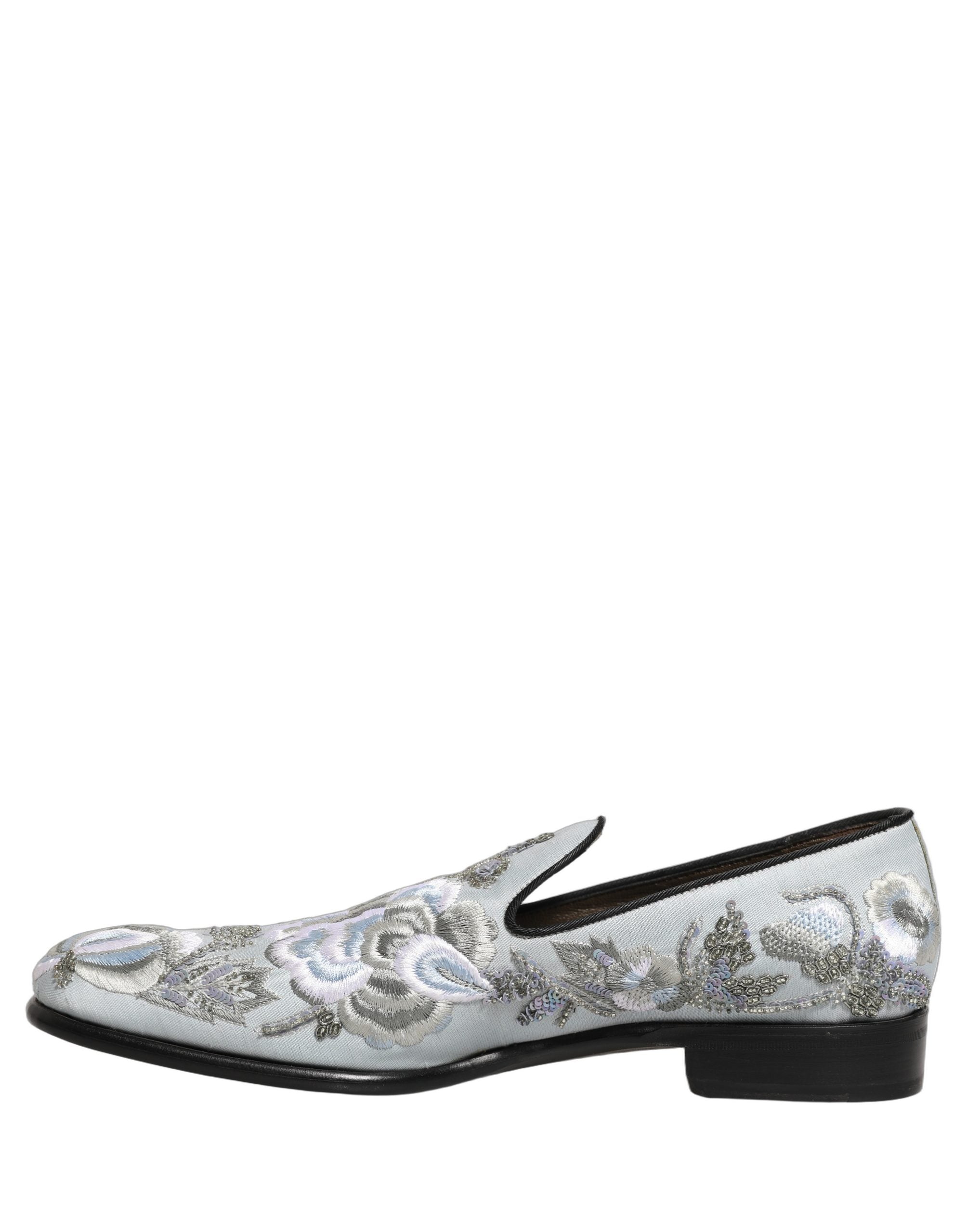 Pre-Owned Dolce & Gabbana White Floral Embellished Men Loafers Shoes