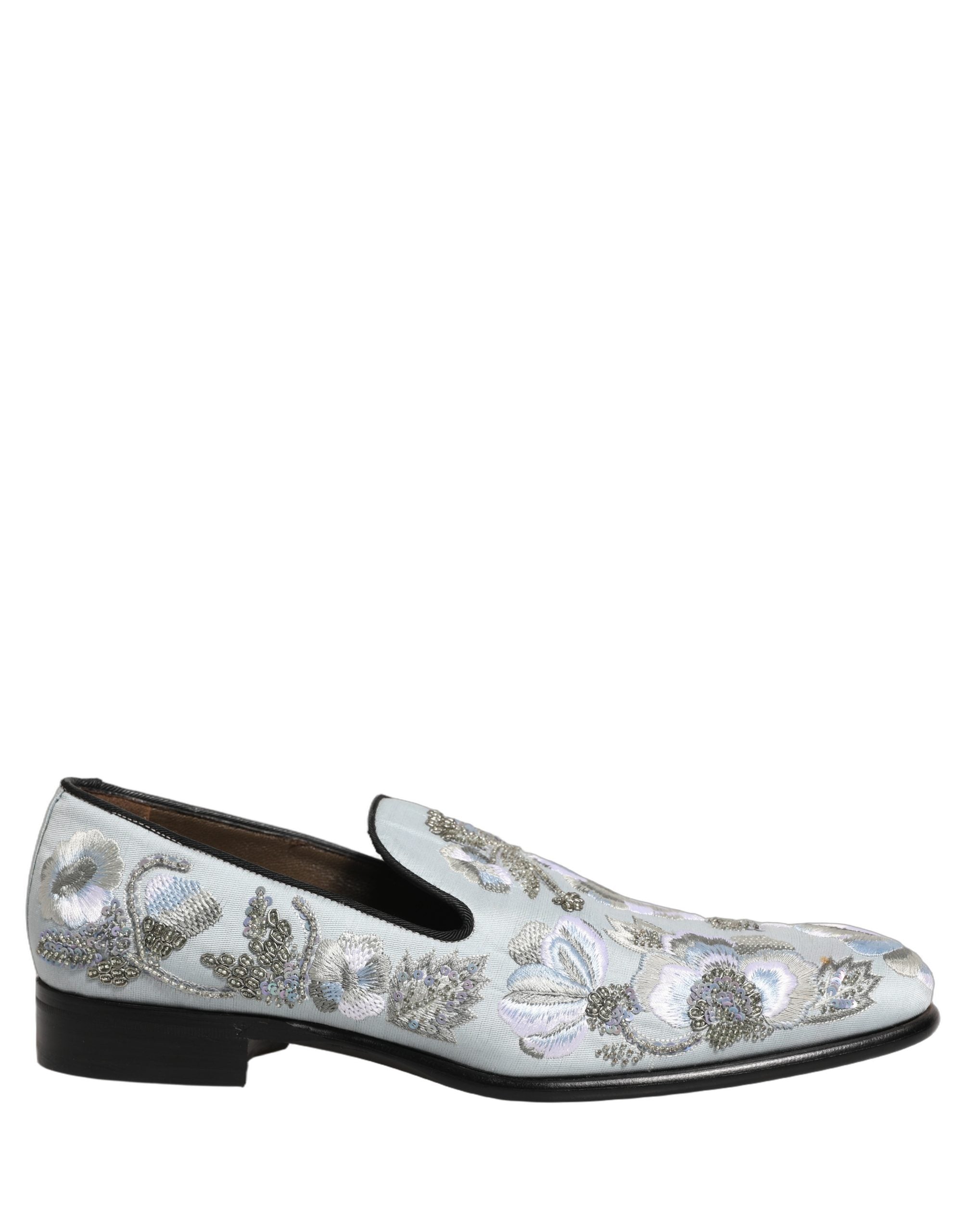 Pre-Owned Dolce & Gabbana White Floral Embellished Men Loafers Shoes