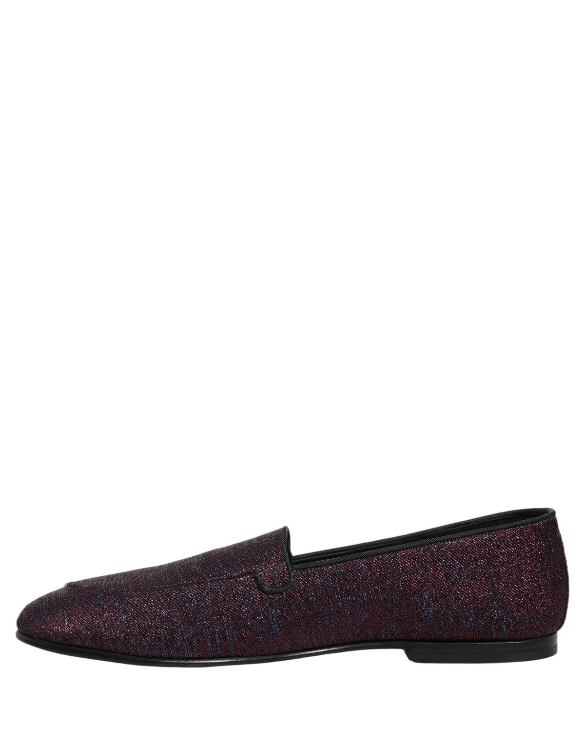 New Dolce & Gabbana Maroon Glitter Lurex Logo Dress Loafers Shoes