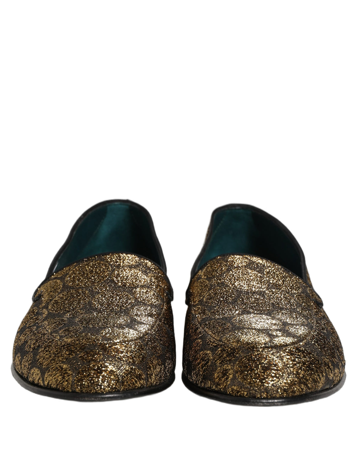 New Dolce & Gabbana Gold Lurex Glitter Men Slip On Loafers Shoes