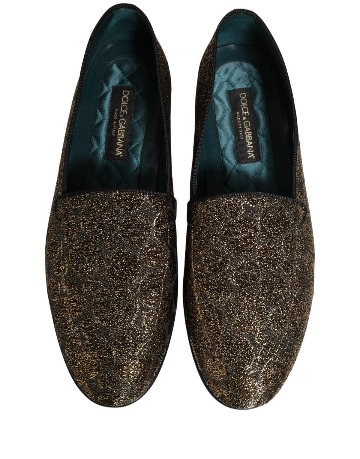 New Dolce & Gabbana Gold Lurex Glitter Men Slip On Loafers Shoes