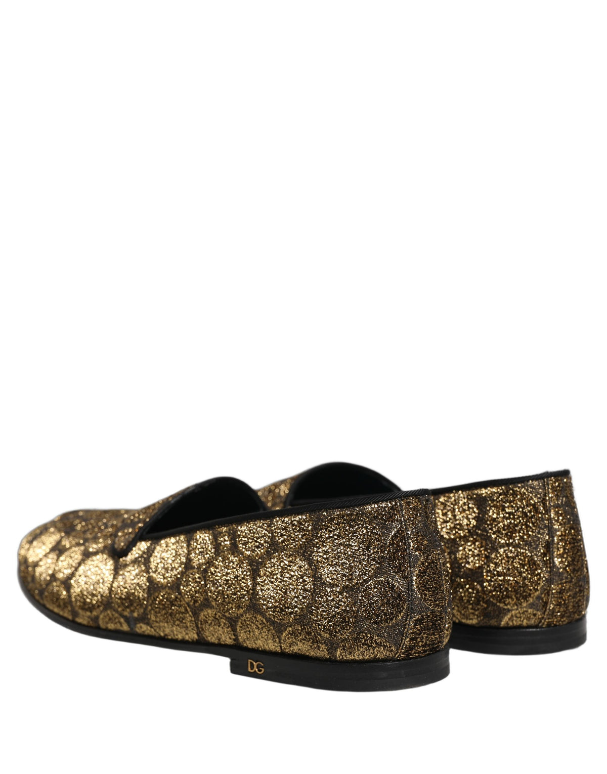 New Dolce & Gabbana Gold Lurex Glitter Men Slip On Loafers Shoes