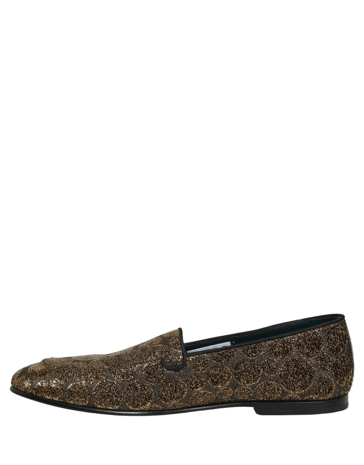 New Dolce & Gabbana Gold Lurex Glitter Men Slip On Loafers Shoes