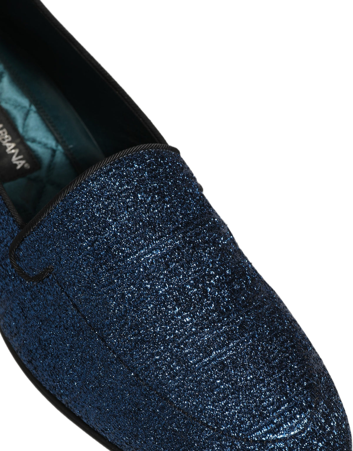 New Dolce & Gabbana Blue Glitter Lurex DG Logo Dress Loafers Shoes