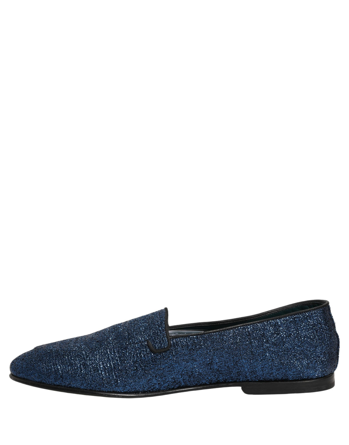 New Dolce & Gabbana Blue Glitter Lurex DG Logo Dress Loafers Shoes