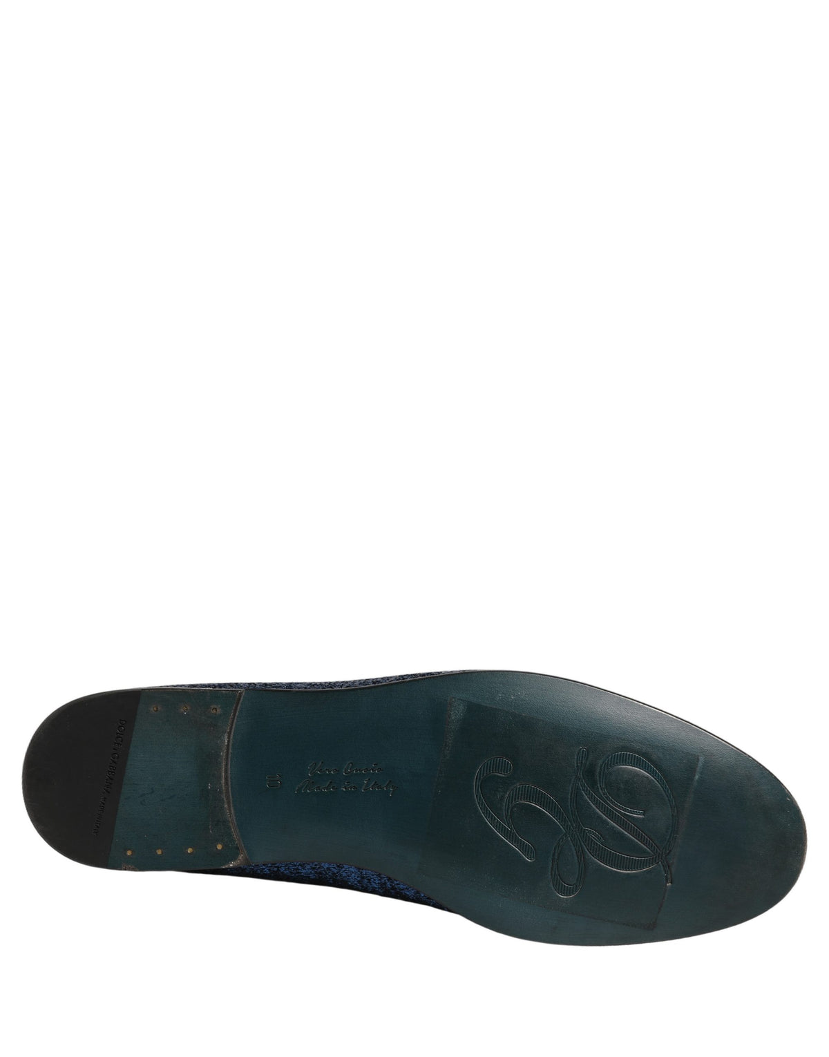 New Dolce & Gabbana Blue Glitter Lurex DG Logo Dress Loafers Shoes