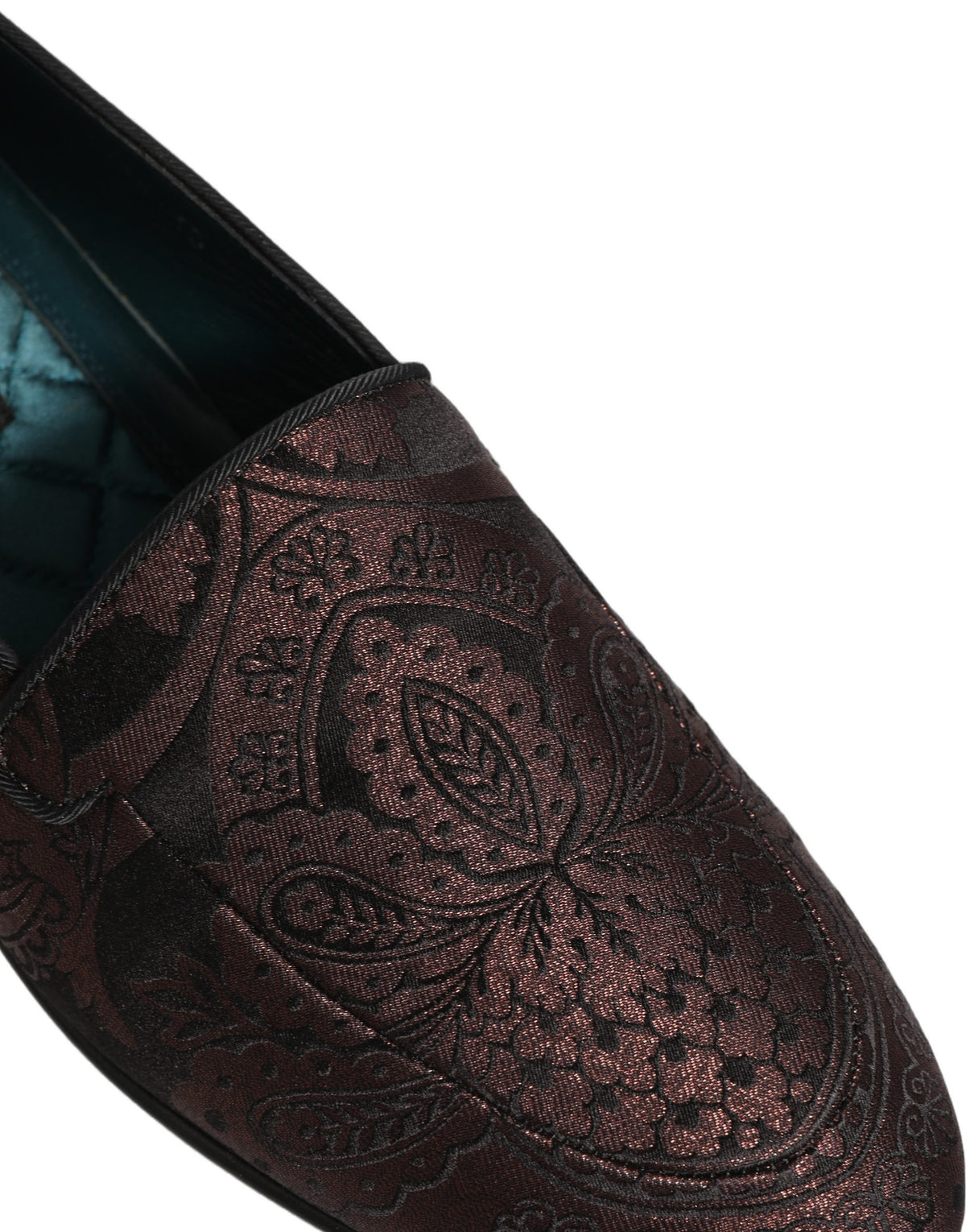 New Dolce & Gabbana Maroon Jacquard Leather Slip On Loafers Shoes