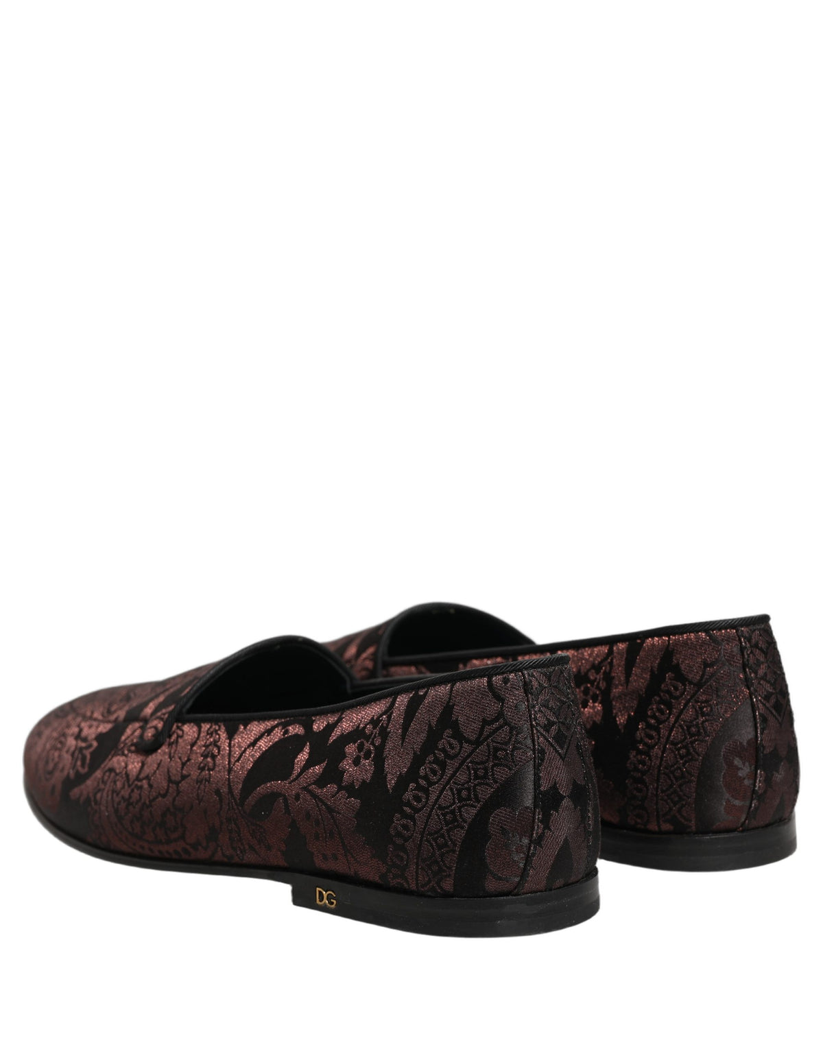 New Dolce & Gabbana Maroon Jacquard Leather Slip On Loafers Shoes