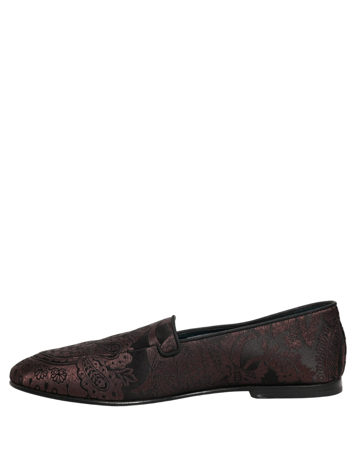 New Dolce & Gabbana Maroon Jacquard Leather Slip On Loafers Shoes
