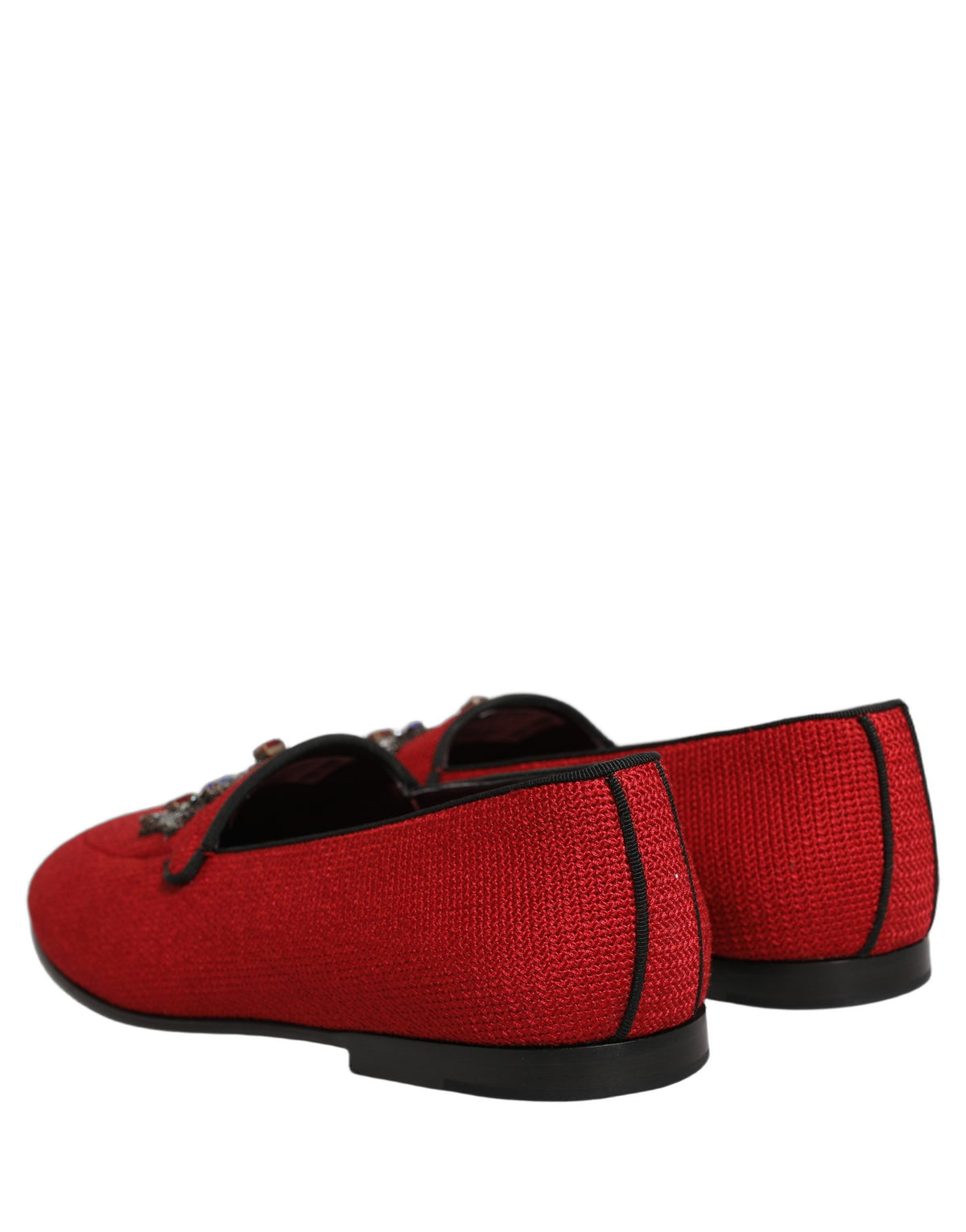 New Dolce & Gabbana Red Crown Embellished Dress Loafers Shoes