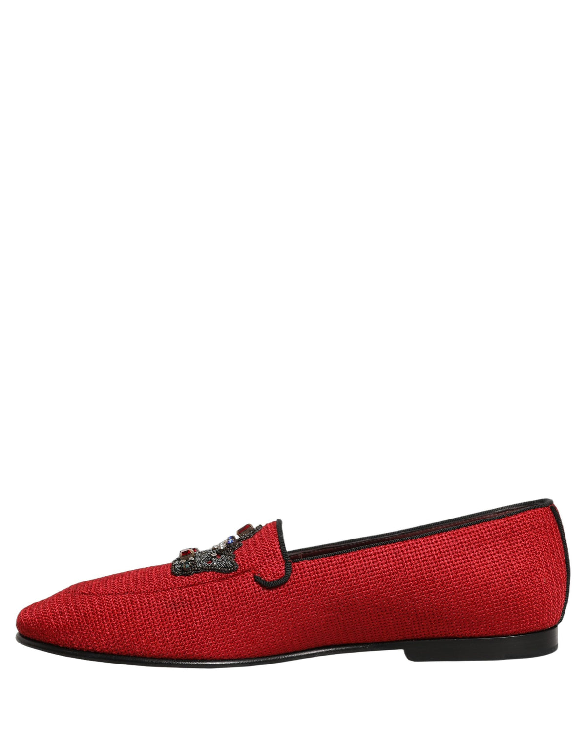 New Dolce & Gabbana Red Crown Embellished Dress Loafers Shoes