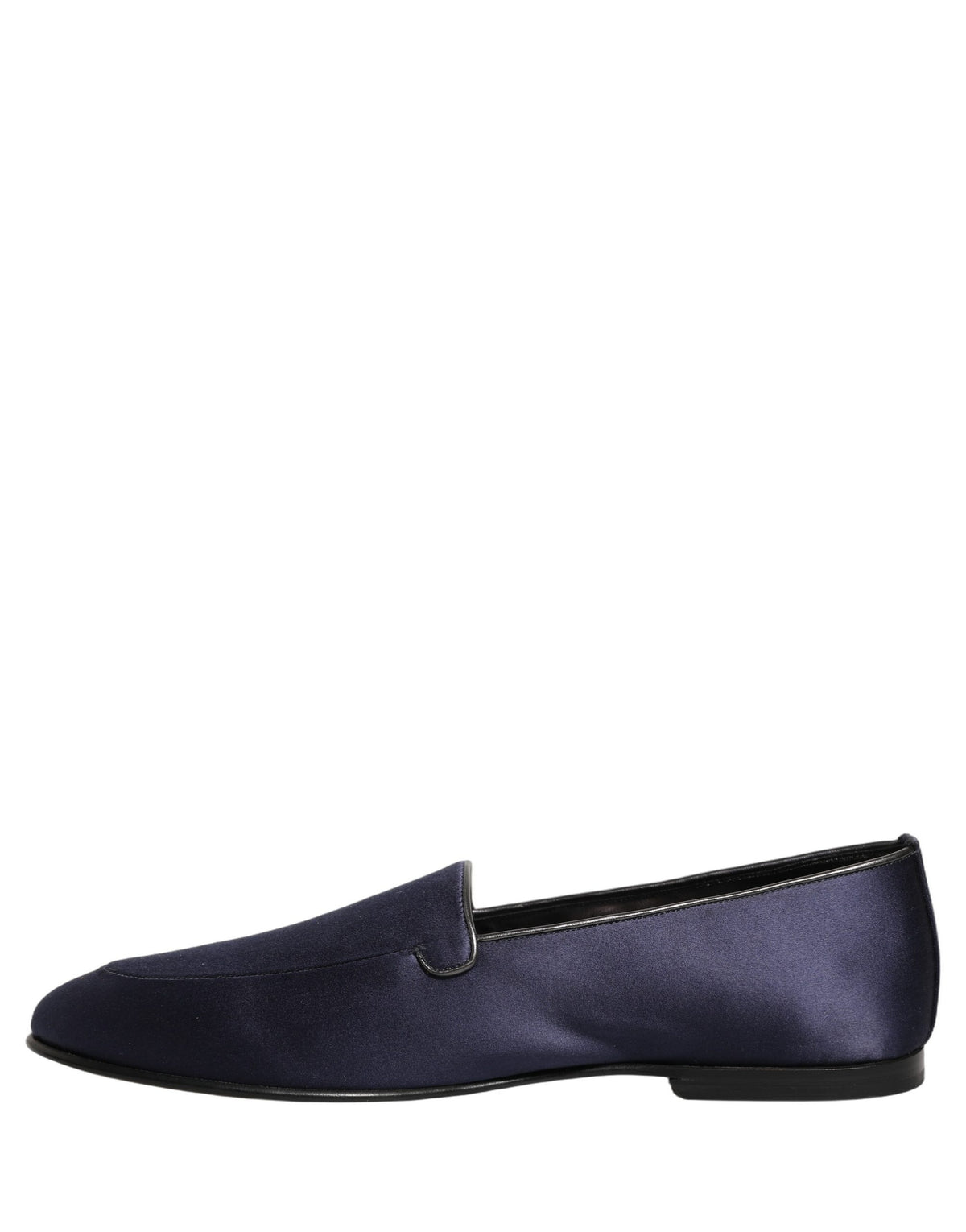 New Dolce & Gabbana Navy Blue Satin DG Logo Dress Loafers Shoes