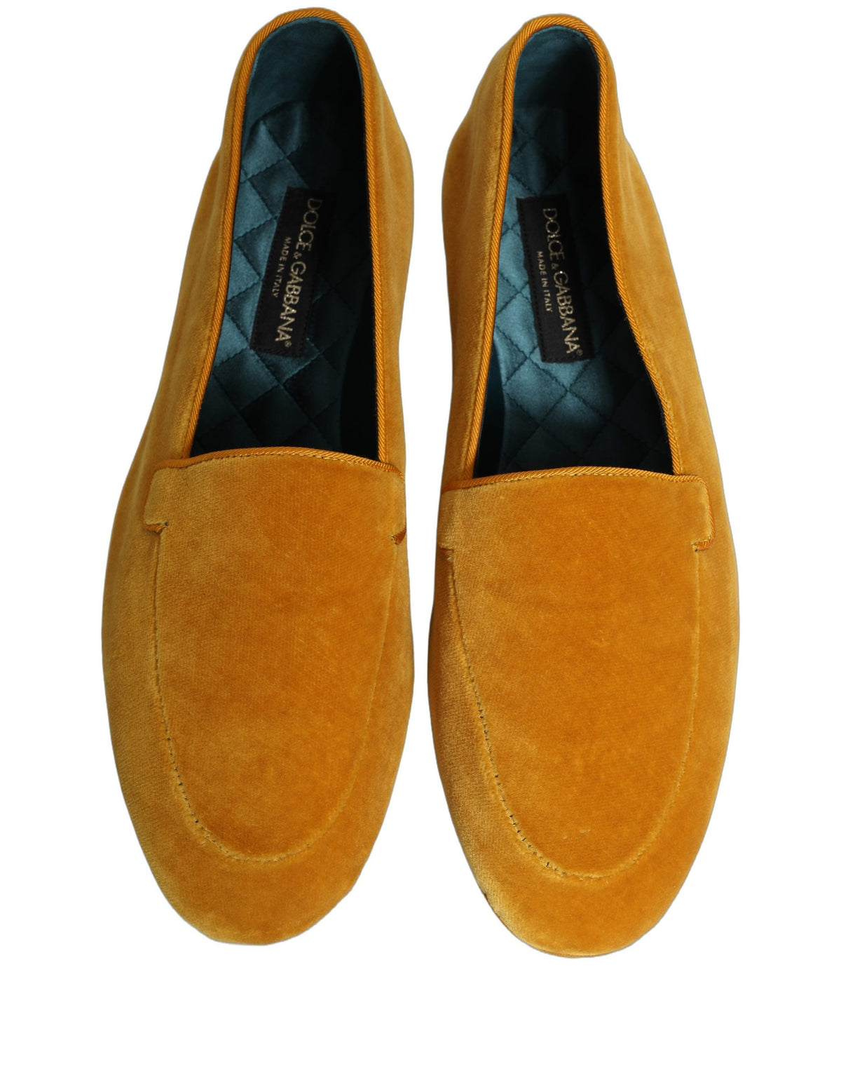 New Dolce & Gabbana Yellow Velvet Slip On Men Dress Loafers Shoes